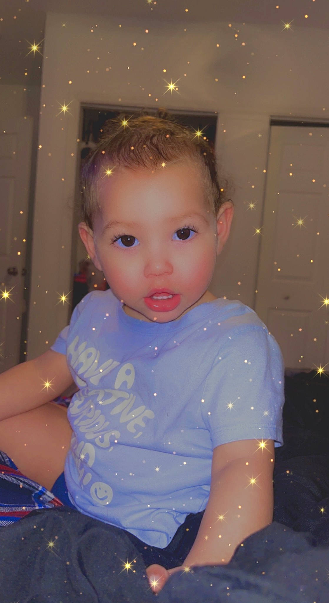 Madisyn joined the competition — help win amazing prizes! baby_toddler_clothing, blond, cheek, child, chin, cool, electric_blue, eyelash, facial_expression, fashion_design, flash_photography, fun, happy, iris, person, shoulder, skin, sleeve, t_shirt, toddler