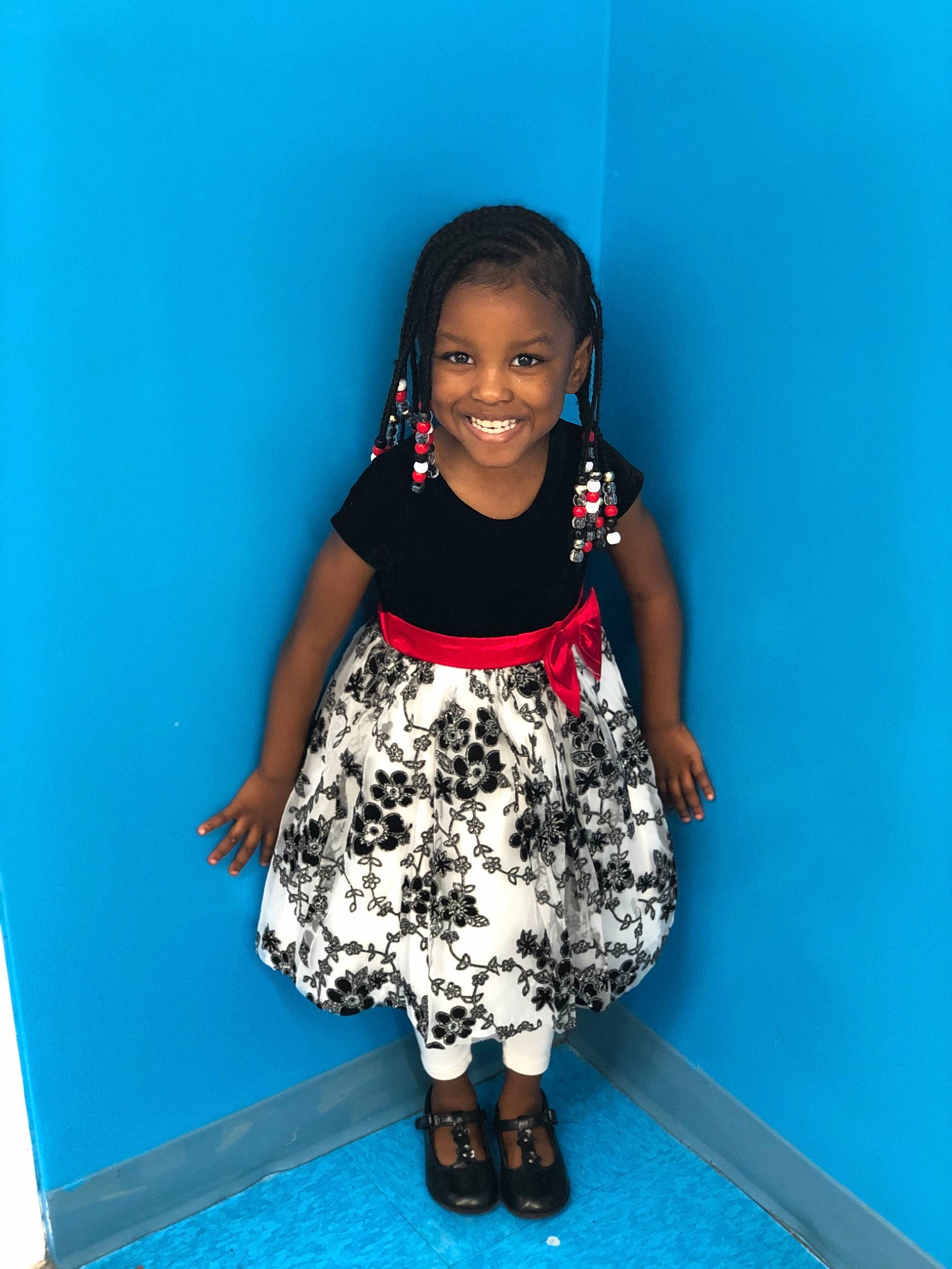 Skylar is registered to the contest to win money with this photo: black_hair, blue, child, clothing, dress, fashion, fashion_design, fun, joy, person, smile, toddler