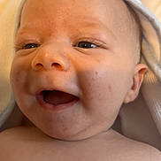 Max joined the competition — help win amazing prizes! baby, infant, close_up, smiling, face, eyes, skin, towel, newborn, cute, happy, child, portrait, expression, mouth, cheeks, soft_light, head, human, baby_acne