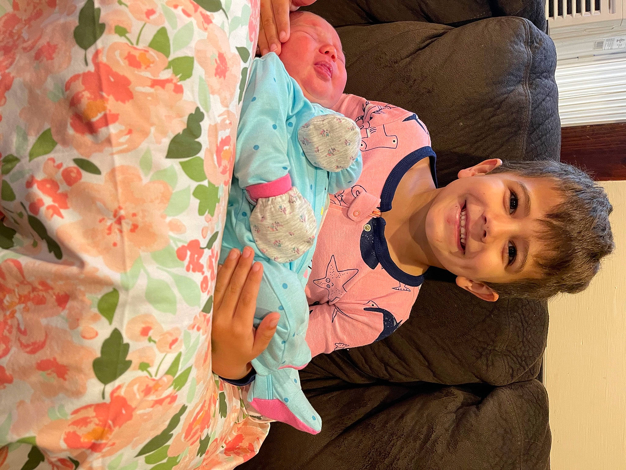 Grayson joined the competition — help win amazing prizes! baby_toddler_clothing, cheek, child, comfort, eye, hand, happy, head, human_body, joy, linens, pattern, people, person, pink, plant, product, skin, sleeve, smile