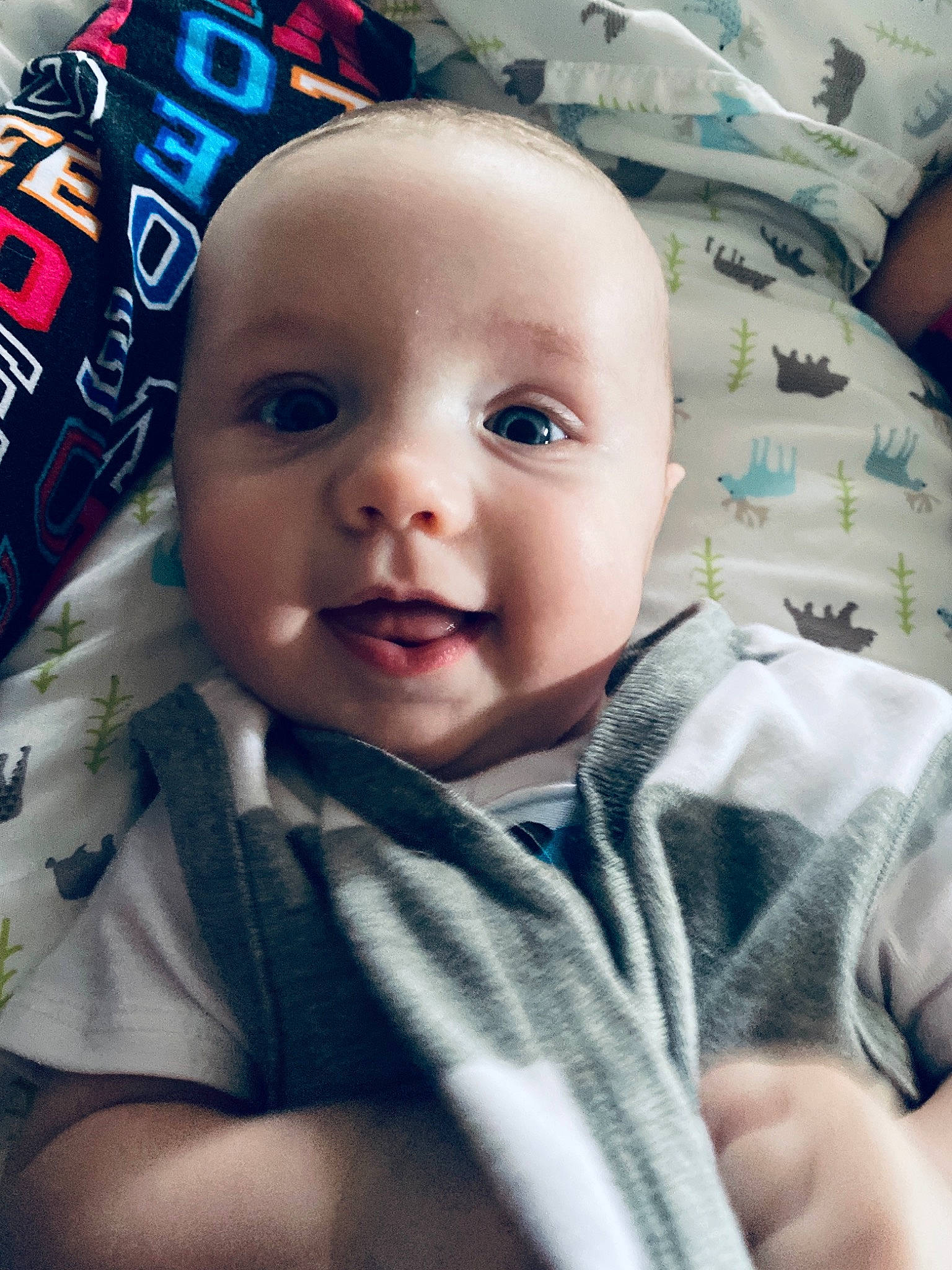 Paisley is registered to the contest to win money with this photo: baby, baby_toddler_clothing, cheek, child, comfort, eye, eyebrow, finger, happy, iris, linens, mouth, nose, person, product, skin, sleeve, smile, textile, thumb