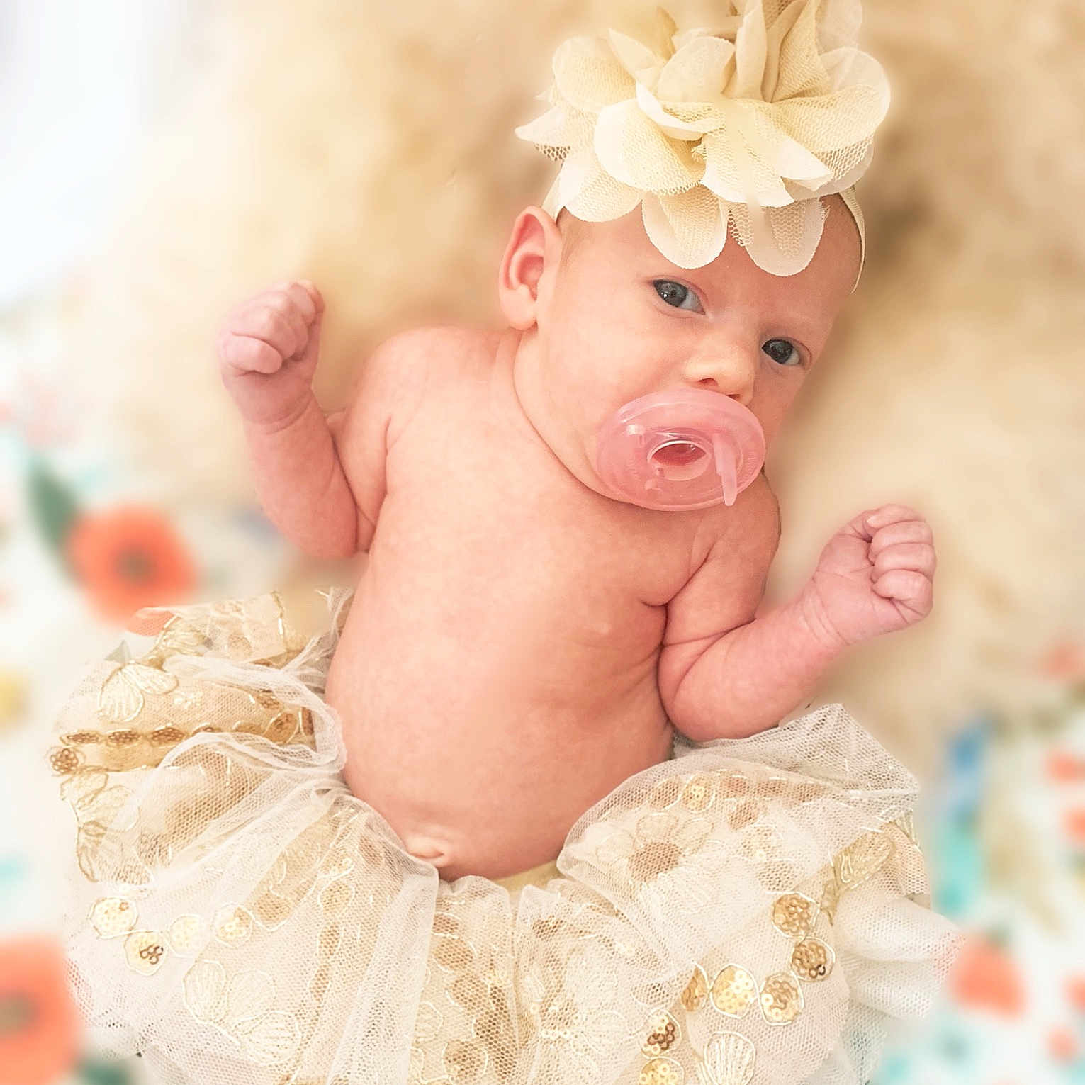 Aylah is registered to the contest to win money with this photo: baby, baby_toddler_clothing, bridal_accessory, child, embellishment, event, fashion_accessory, flower, hair_accessory, happy, hat, headband, headgear, headpiece, jewellery, peach, petal, pink, skin, toddler