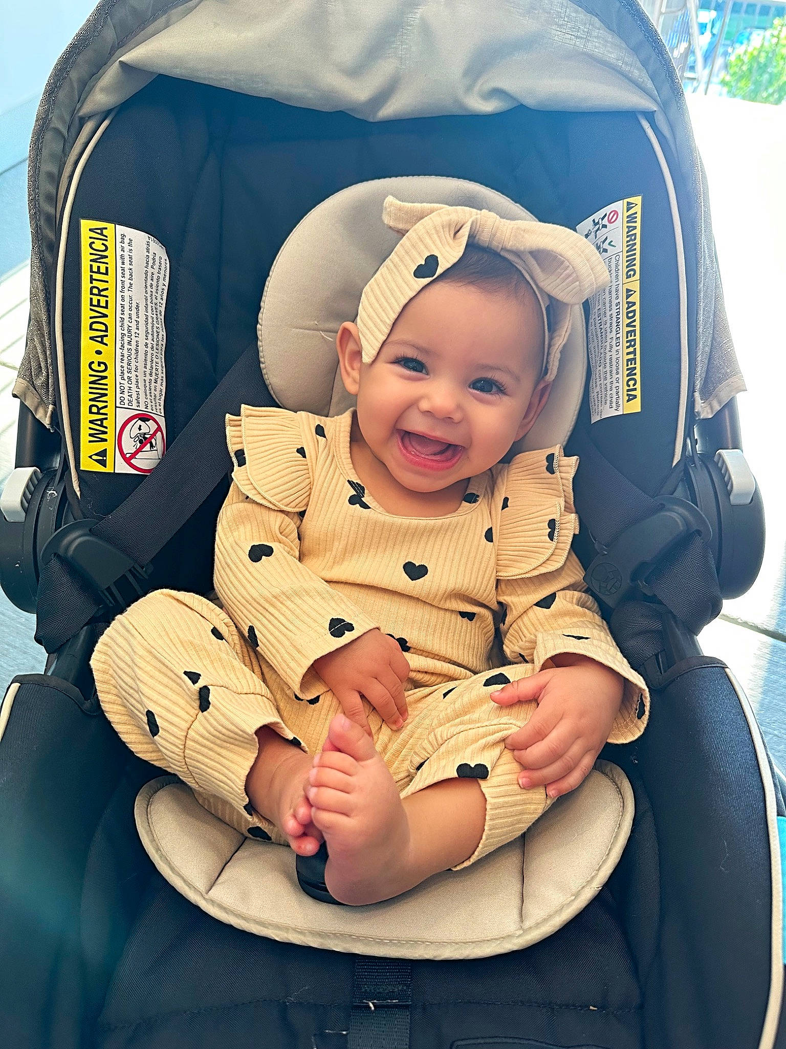 Anna is registered to the contest to win money with this photo: baby, baby_carriage, baby_in_car_seat, baby_products, baby_safety, baby_toddler_clothing, child, comfort, event, eye, fashion_accessory, fun, happy, joy, lap, organ, person, recreation, sitting, skin