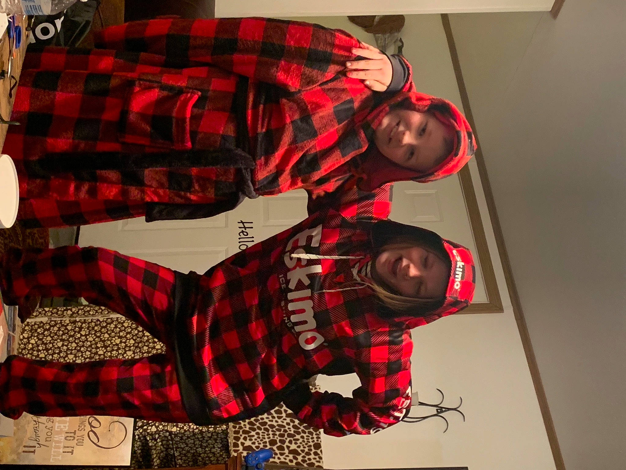 Courtney joined the competition — help win amazing prizes! button, carmine, design, headwear, joy, pajamas, pattern, person, plaid, red, tartan, textile