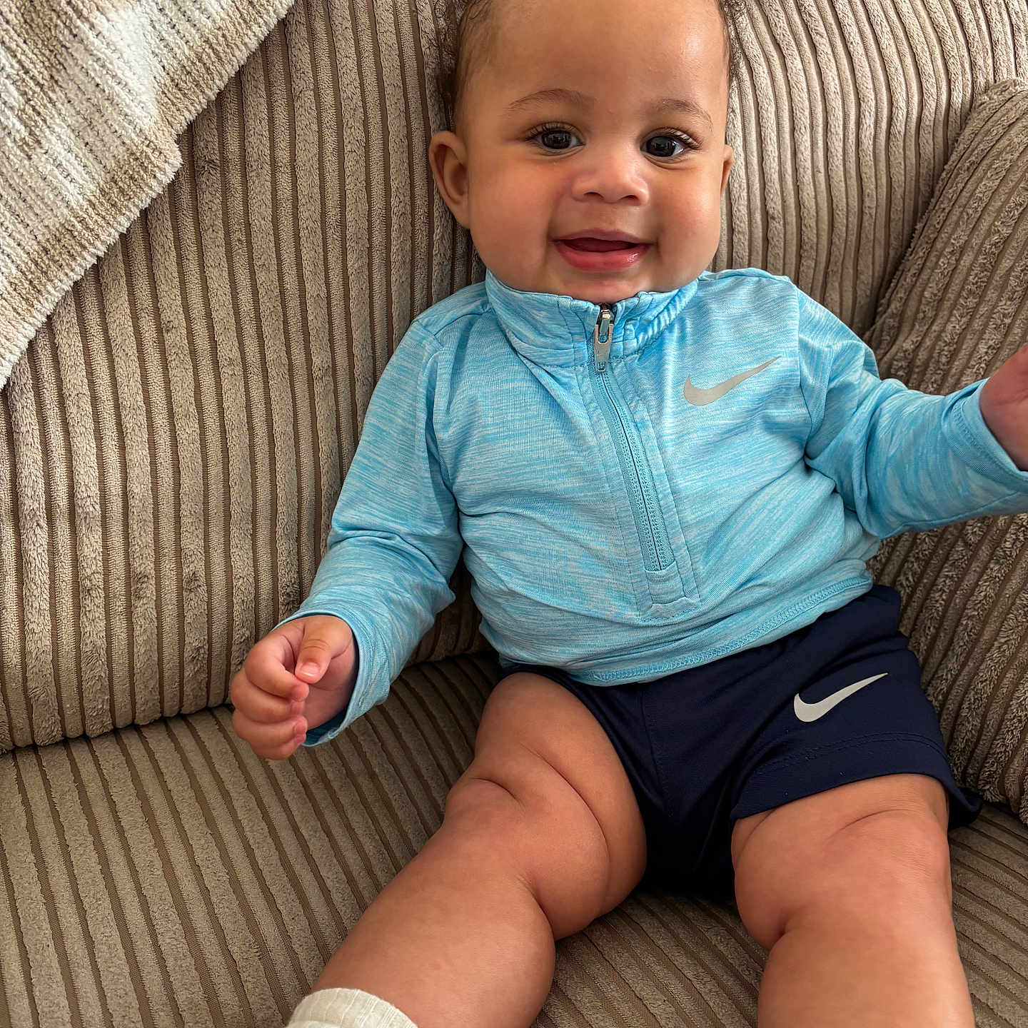 Kendrix joined the competition — help win amazing prizes! baby, bodypart, clothing, couch, cushion, face, finger, furniture, hand, happy, head, homedecor, hosiery, pants, person, photography, portrait, shorts, sitting, sock