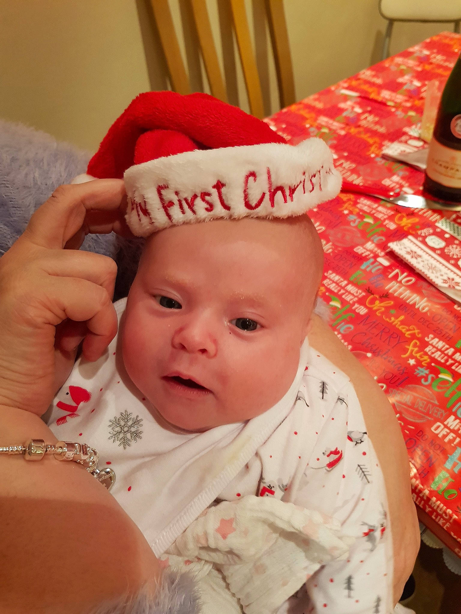 Cara joined the competition — help win amazing prizes! cheek, child, christmas, day, ear, girl, hair_accessory, headgear, holiday, infant, person, product, red, skin, smile, textile, toddler