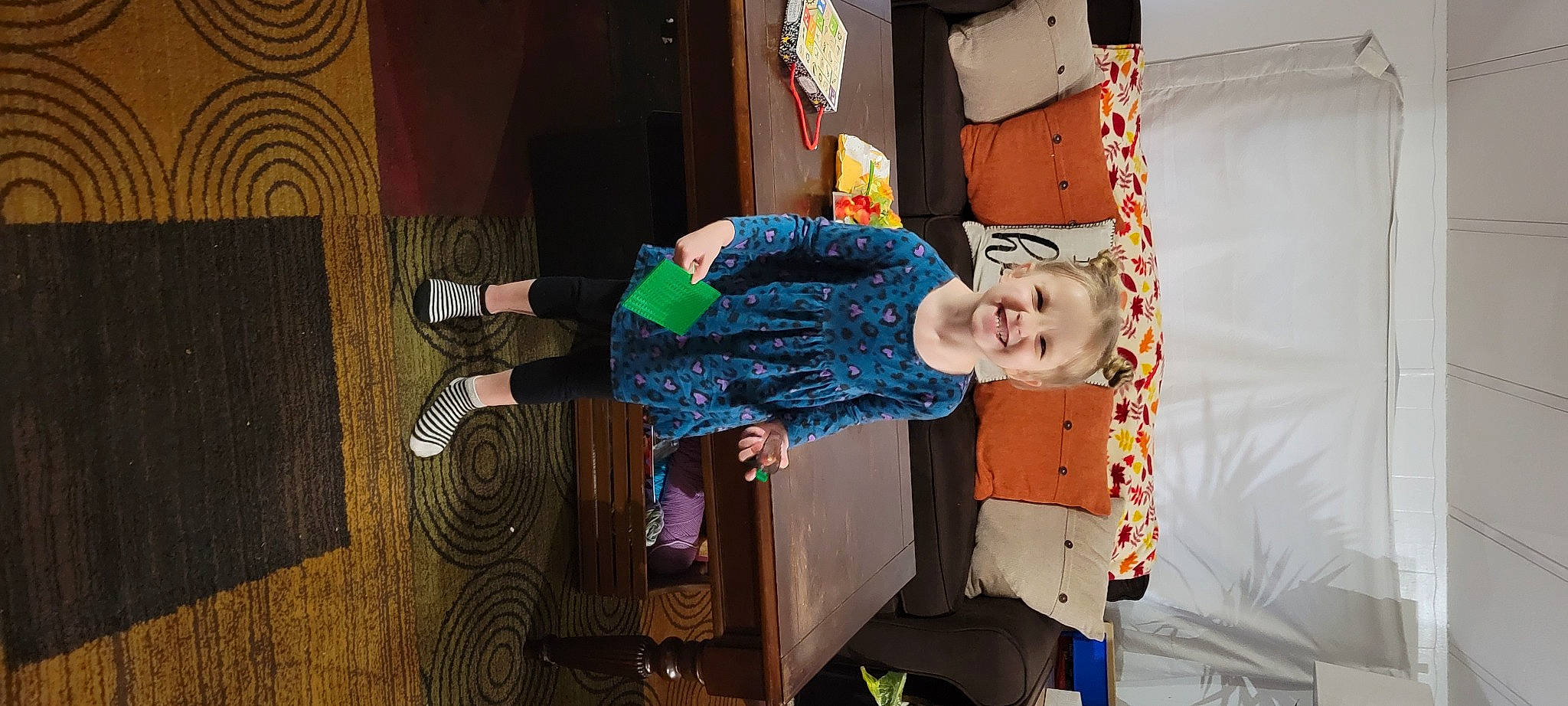 Eve joined the competition — help win amazing prizes! art, boot, child, curtain, flooring, fun, happy, joy, leisure, pattern, person, room, sandal, toddler, visual_arts, walking_shoe, wood