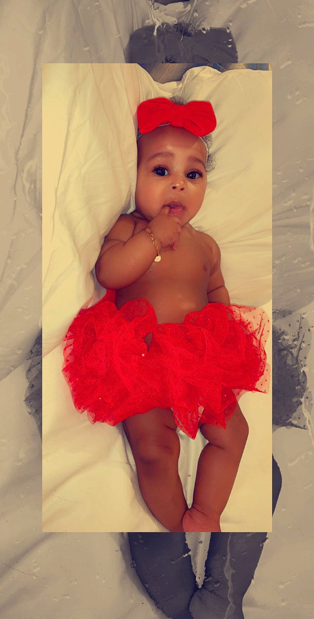 Amyrah joined the competition — help win amazing prizes! baby, baby_toddler_clothing, child, clothing, costume, costume_accessory, hair_accessory, person, pink, red, surprise, toddler