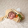Izzy is registered to the contest to win money with this photo: baby, sleeping, costume, bunny, carrot, soft_texture, blanket, cute, infant, child, adorable, resting, cozy, fabric, headwear, sleep, portrait, animal_costume, newborn, peaceful