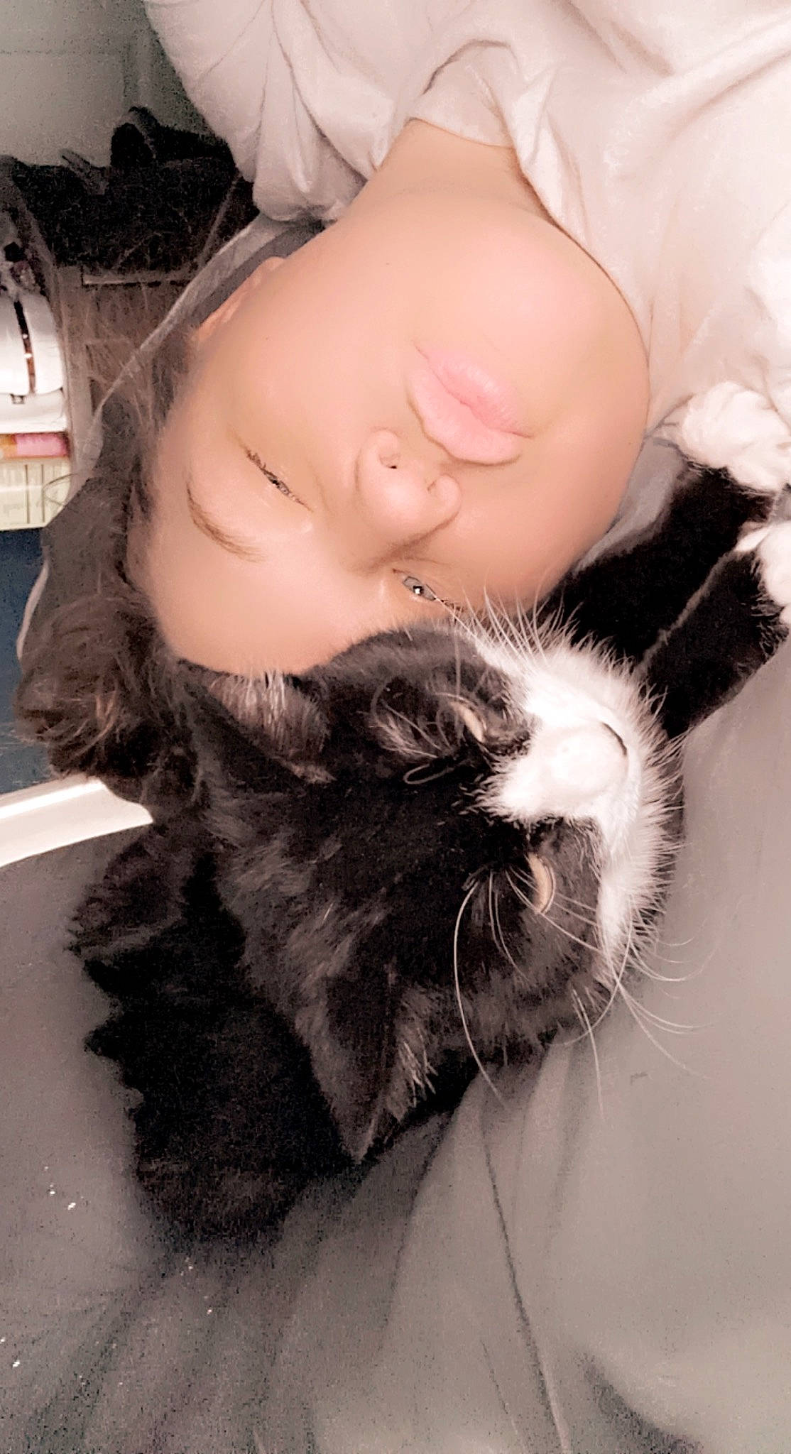 Gemma is registered to the contest to win money with this photo: beard, black_hair, brown_hair, carnivore, cat, comfort, companion_dog, ear, eyelash, fashion_accessory, felidae, fur, gesture, happy, jaw, paw, small_to_medium_sized_cats, snout, tail, whiskers