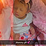 Azariyah joined the competition — help win amazing prizes! adorable, baby, blanket, child, clothing, cozy, cute, headband, indoor, infant, newborn, onesie, peaceful, pink, portrait, resting, sleeping, soft, text_overlay, wrapped