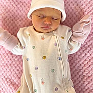Gracie joined the competition — help win amazing prizes! baby, sleeping, onesie, hat, pink_blanket, infant, cute, animal_print, soft_texture, peaceful, portrait, child, newborn, clothing, cozy, indoors, resting, headwear, cute_outfit, sleep