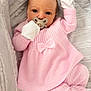 Gracie joined the competition — help win amazing prizes! baby, infant, pacifier, pink_clothing, mittens, blanket, cozy, soft_texture, newborn, cute, sleepwear, portrait, lying_down, indoors, child, face, hand, expression, warm, rest