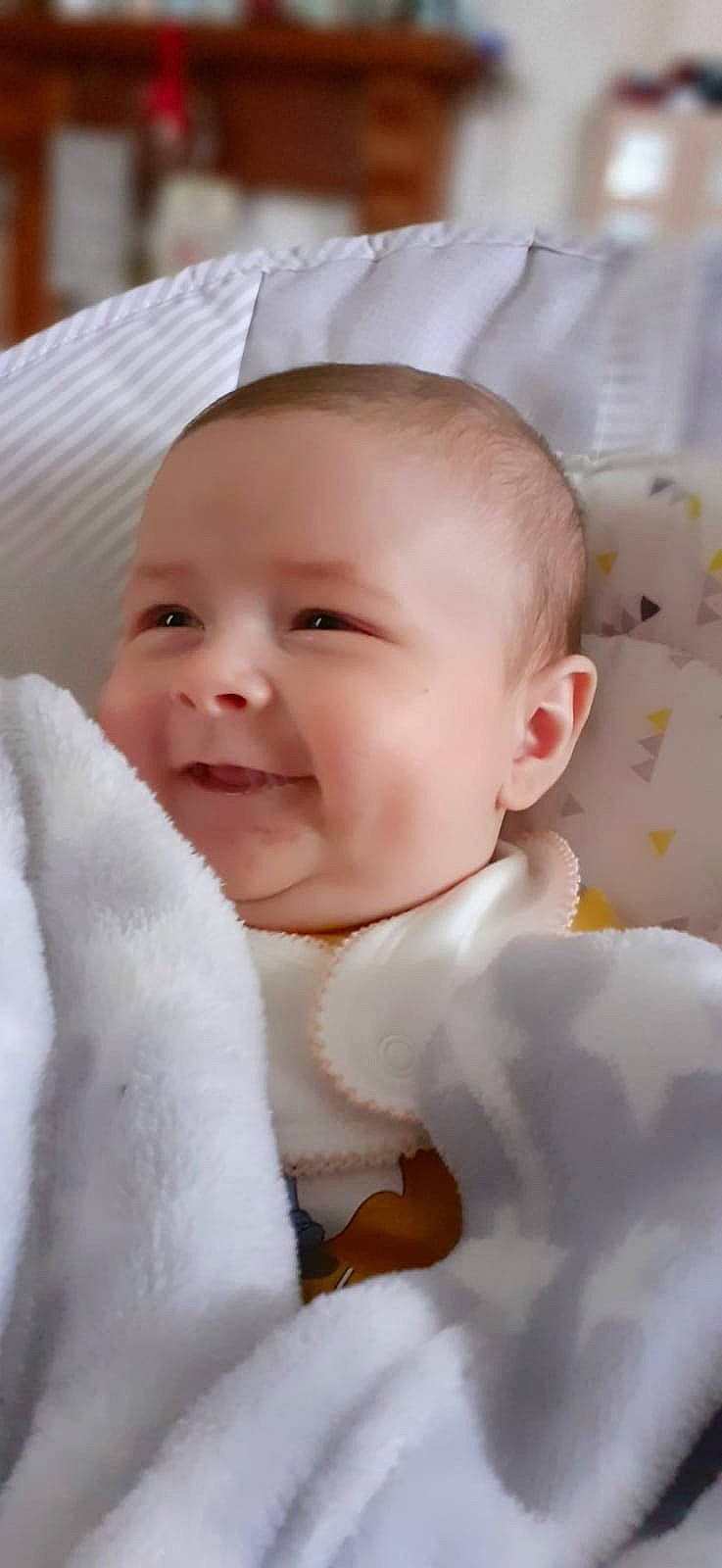 Elly joined the competition — help win amazing prizes! baby, baby_products, baby_toddler_clothing, cheek, child, chin, comfort, eyebrow, fashion_accessory, happy, iris, joy, linens, lip, nose, person, pink, portrait_photography, skin, sleeve