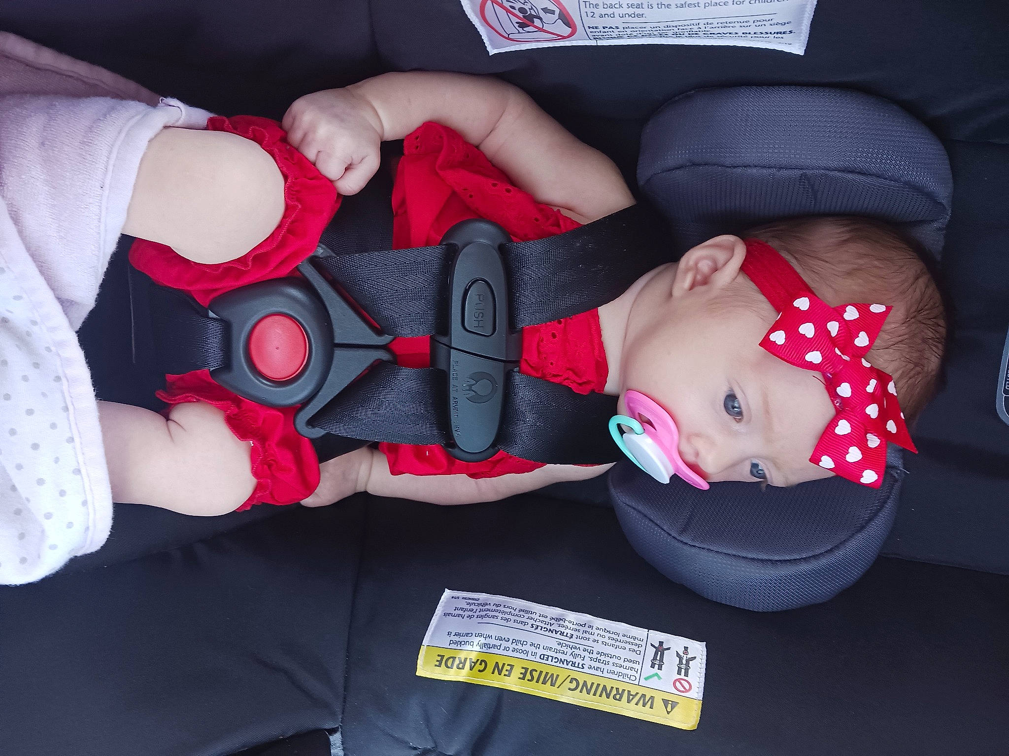 Valerie joined the competition — help win amazing prizes! baby, baby_carriage, baby_products, baby_sleeping, baby_toddler_clothing, carmine, child, comfort, cool, elbow, fashion_accessory, finger, gesture, lap, mouth, pattern, person, sleeve, thigh, toddler