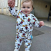 Liam Creciun participe au concours pour gagner de l'argent avec cette photo : toddler, child, smile, walking, hand_holding, mickey_mouse, outdoor, pavement, shoes, clothing, adult_hand, person, cute, happy, young_child, sidewalk, urban, building, pacifier_clip, casual_wear