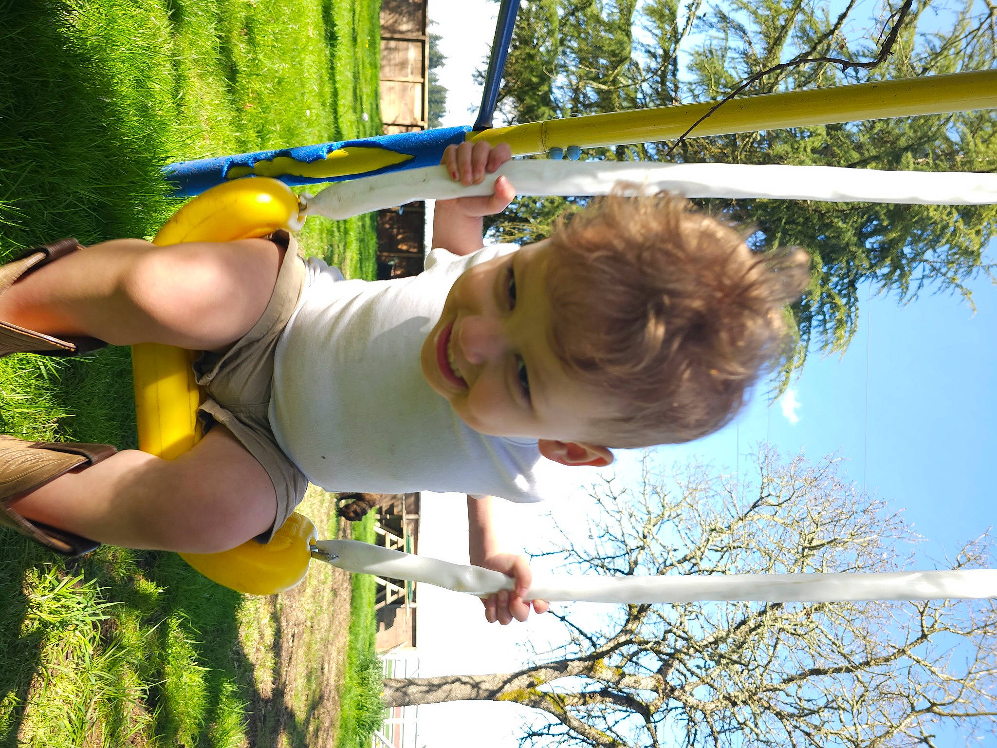 Ruben joined the competition — help win amazing prizes! balance, child, elbow, fun, grass, happy, leisure, outdoor_play_equipment, people_in_nature, person, plant, playground, pole, recreation, shade, shorts, sky, toddler, tree, twig