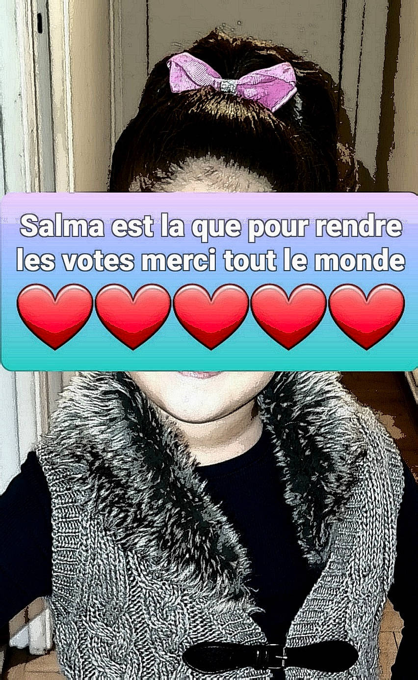 Salma a rejoint le concours — aidez-le/la à gagner de superbes lots ! black, black_hair, eyelash, facial_expression, fashion, font, hair, hairstyle, head, headgear, human, mammal, neck, organ, outerwear, pink, sleeve, street_fashion, textile, white
