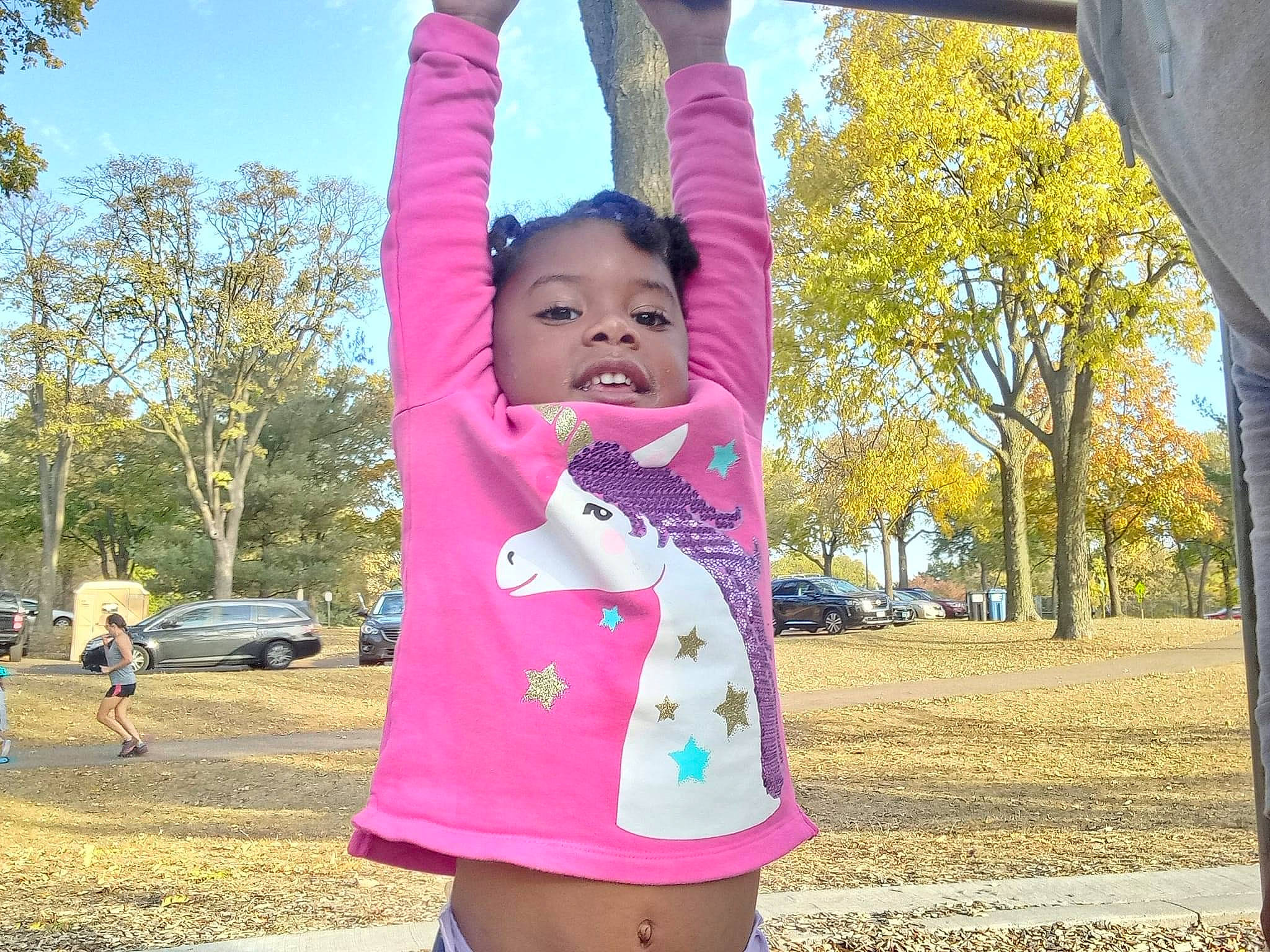Majesty Carter joined the competition — help win amazing prizes! electric_blue, fun, gesture, grass, happy, leisure, magenta, people_in_nature, person, pink, plant, playground, recreation, sky, swing, toddler, travel, tree, waist, wheel