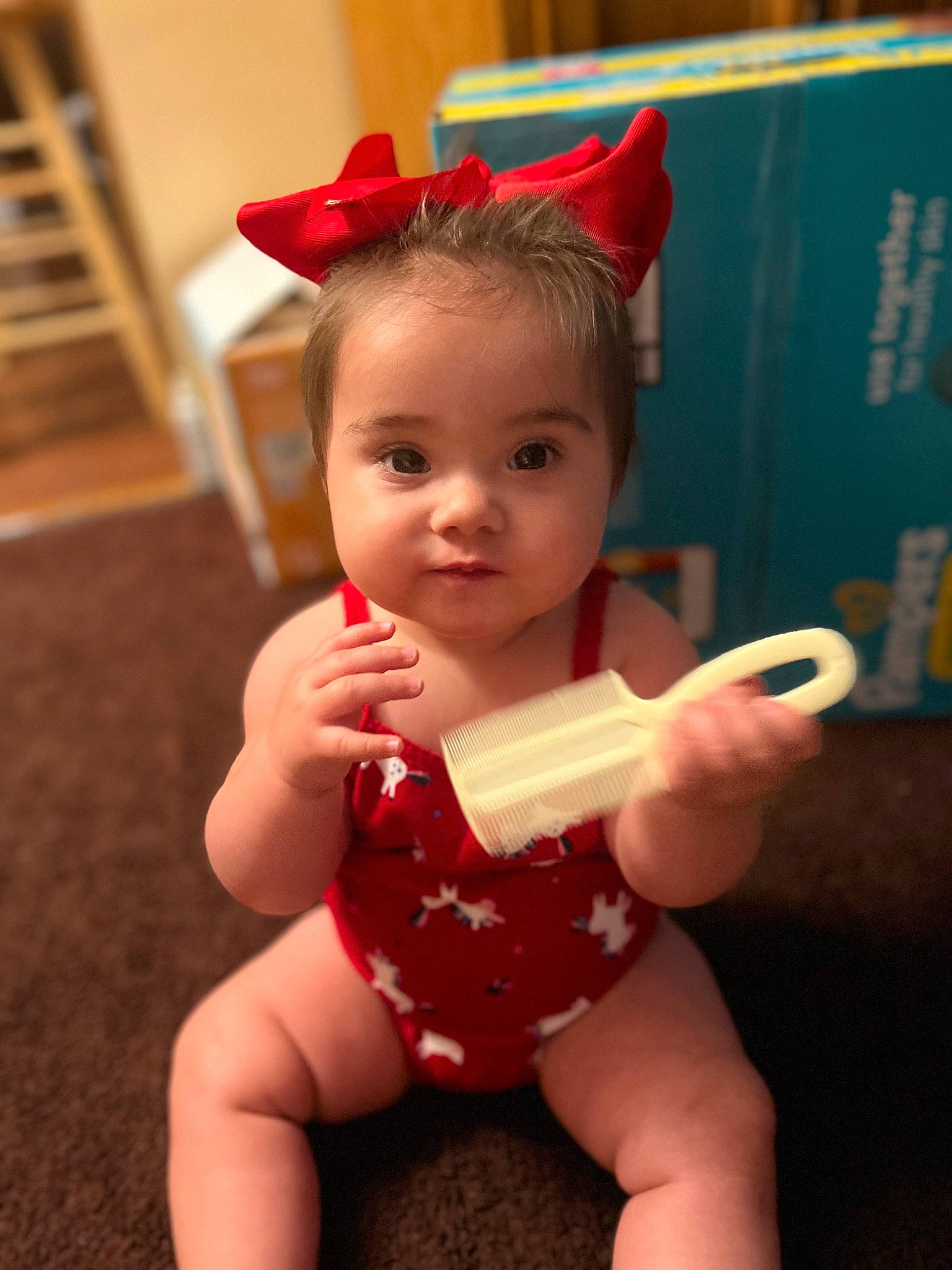 Amiyah is registered to the contest to win money with this photo: baby, baby_toddler_clothing, chest, child, costume_hat, eye, finger, fun, gesture, hand, happy, human_leg, lip, magenta, nail, party_supply, person, thigh, thumb, toddler