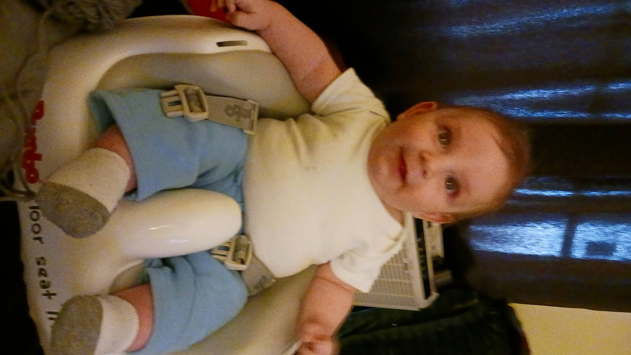 Abel is registered to the contest to win money with this photo: abdomen, baby, baby_products, baby_toddler_clothing, car_seat, cheek, chest, child, comfort, elbow, gesture, human_leg, knee, mouth, person, personal_protective_equipment, skin, thigh, thumb, toddler