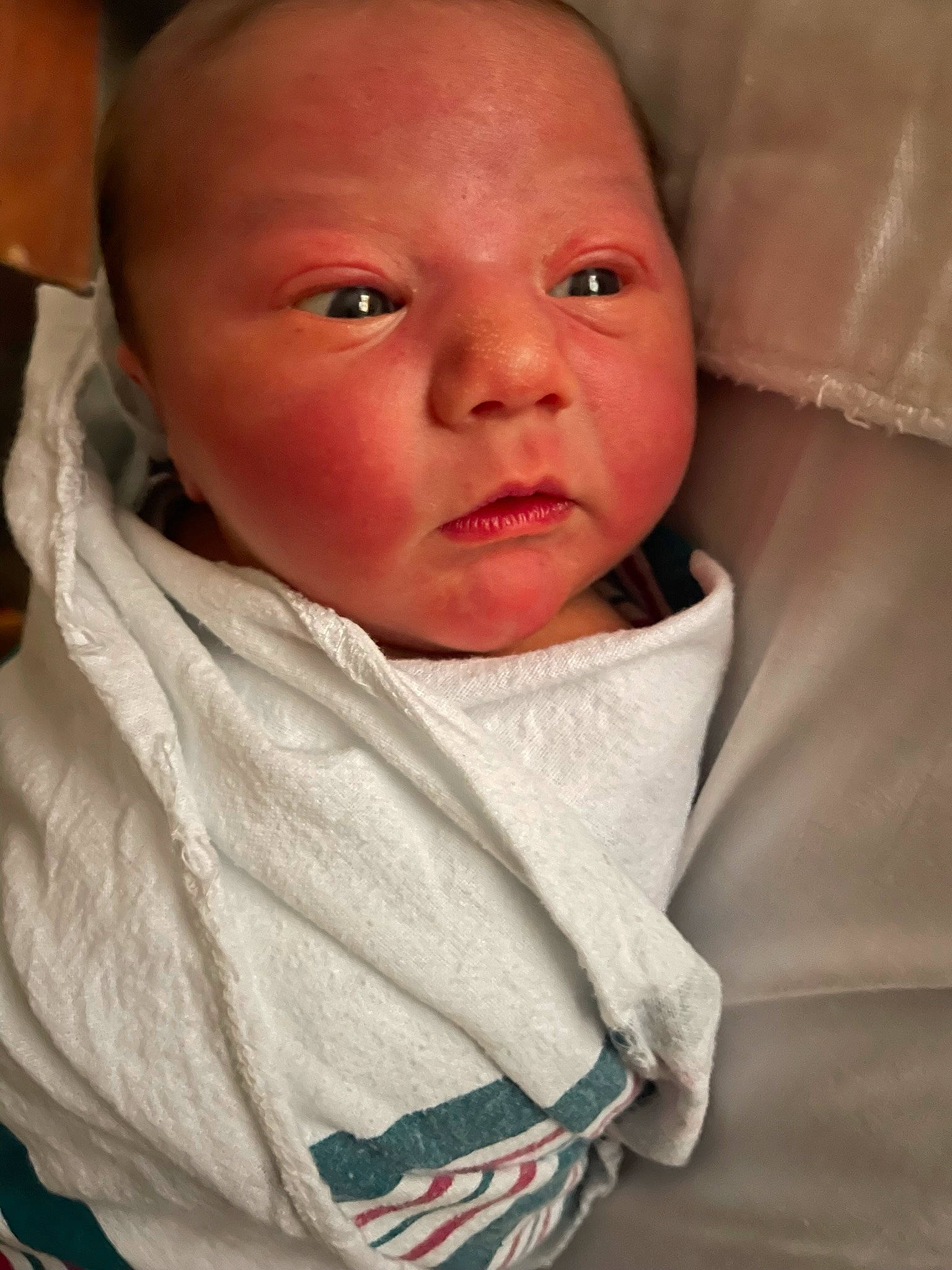 Lennox joined the competition — help win amazing prizes! baby, baby_products, baby_toddler_clothing, bedding, cheek, child, chin, comfort, eyebrow, linens, lip, mouth, neck, nose, person, room, skin, sleeve, smile, textile