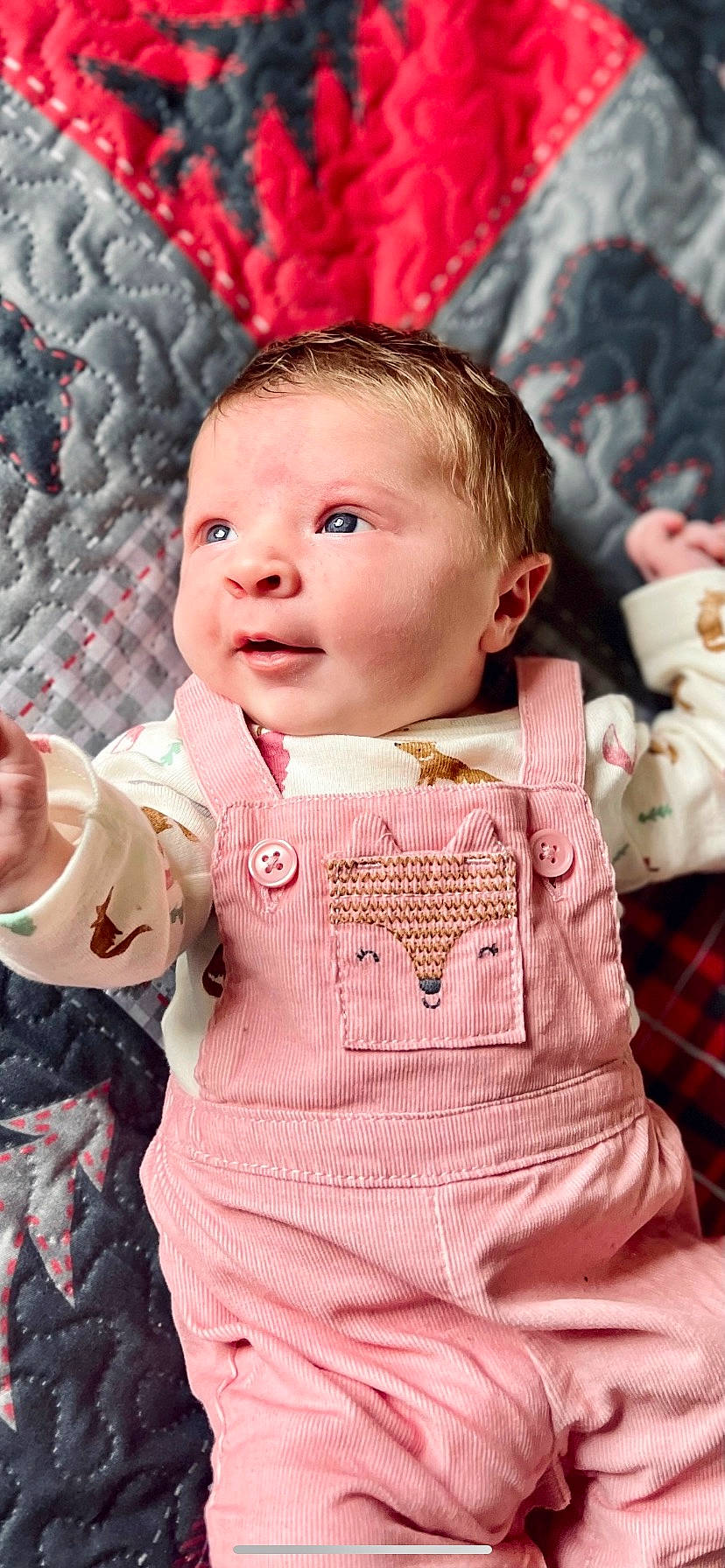 Laken joined the competition — help win amazing prizes! baby, baby_toddler_clothing, beauty, cheek, child, eye, face, fashion, happy, head, lip, organ, pattern, person, pink, plaid, product, skin, sleeve, textile