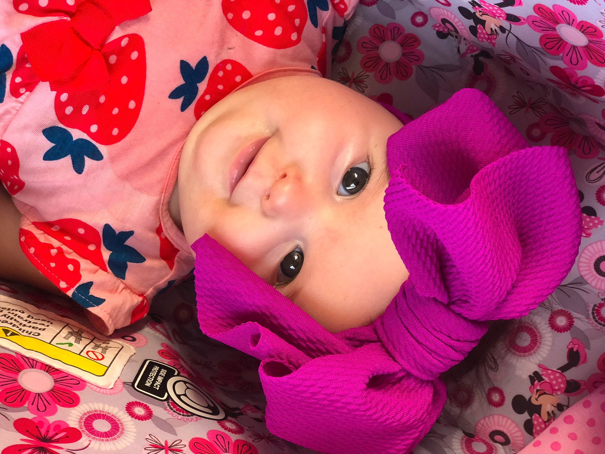 Emilee joined the competition — help win amazing prizes! baby, beauty, bedtime, cheek, child, head, headwear, lip, magenta, mouth, nose, person, pink, skin, smile, textile, toddler