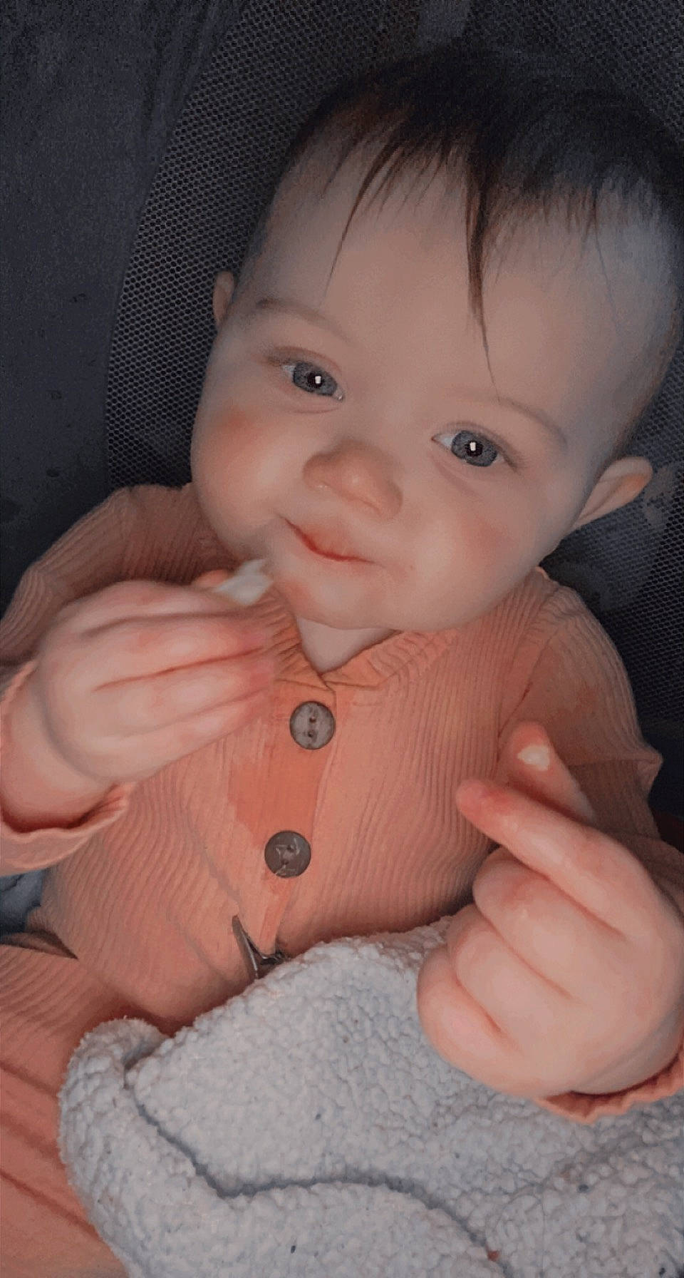 Aubriella joined the competition — help win amazing prizes! arm, baby, cheek, ear, eyebrow, eyelash, finger, gesture, hand, happy, iris, lip, mouth, nail, nose, person, skin, sleeve, smile, thumb