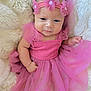 Adalynn joined the competition — help win amazing prizes! baby, pink_dress, headband, infant, cute, fluffy_blanket, portrait, child, smile, soft_texture, tulle, fashion, adorable, lying_down, closeup, baby_girl, happy, skin, young_child, resting