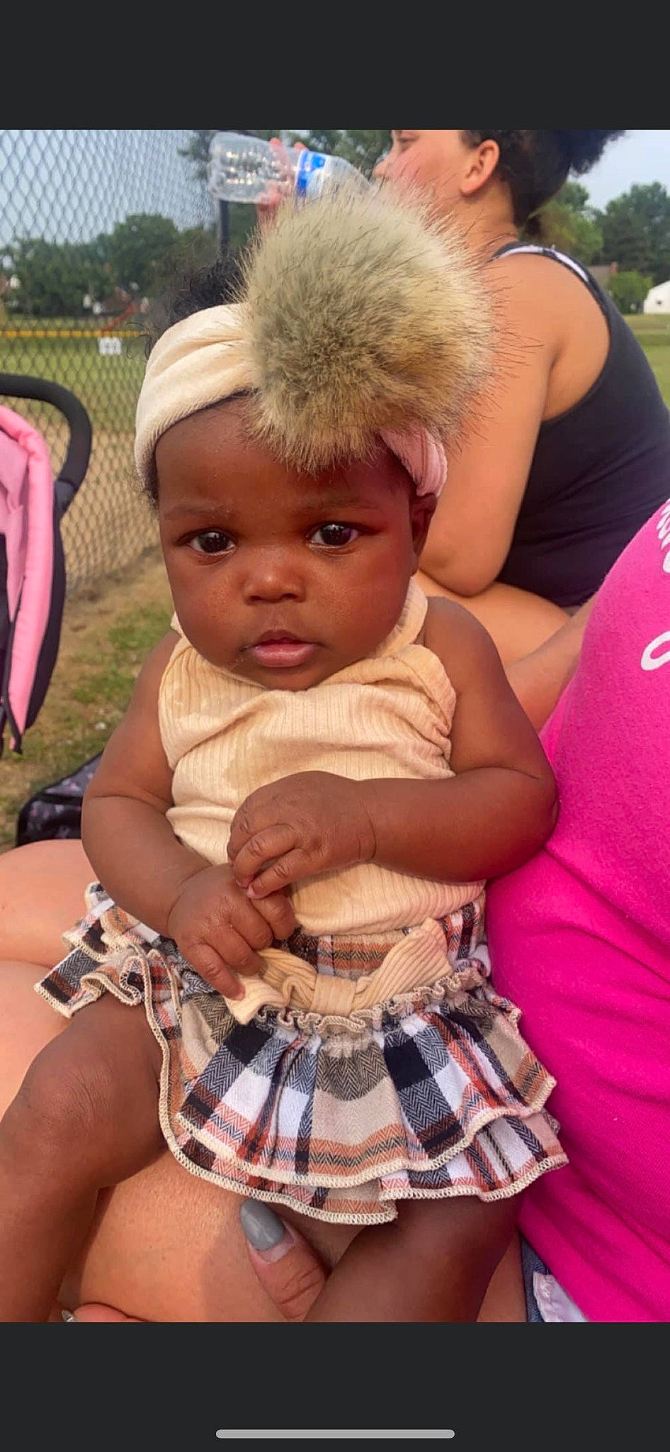 Camilla joined the competition — help win amazing prizes! abdomen, baby, baby_toddler_clothing, child, event, fun, grass, happy, headwear, jewellery, leisure, people, person, pink, recreation, sitting, skin, summer, tartan, thigh