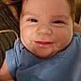 Leo is registered to the contest to win money with this photo: baby, smiling, face, close_up, child, drool, blue_shirt, happy, cute, young, skin, person, infant, portrait, head, eyes, mouth, hair, casual_clothing, indoors