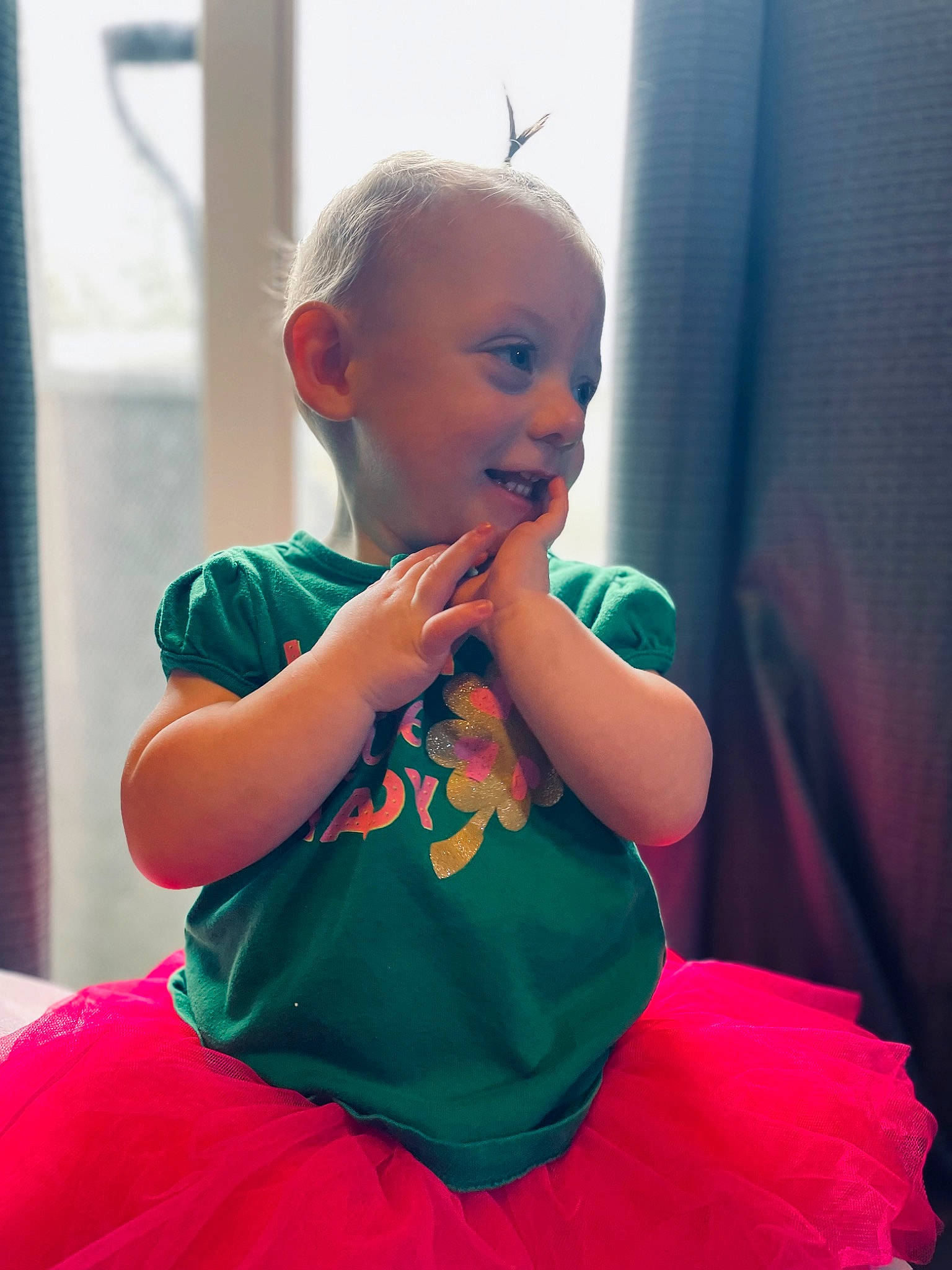 Everley joined the competition — help win amazing prizes! baby, baby_toddler_clothing, child, electric_blue, embellishment, entertainment, event, fun, happy, leisure, magenta, performing_arts, person, pink, ruffle, shoulder, sitting, skin, sleeve, smile