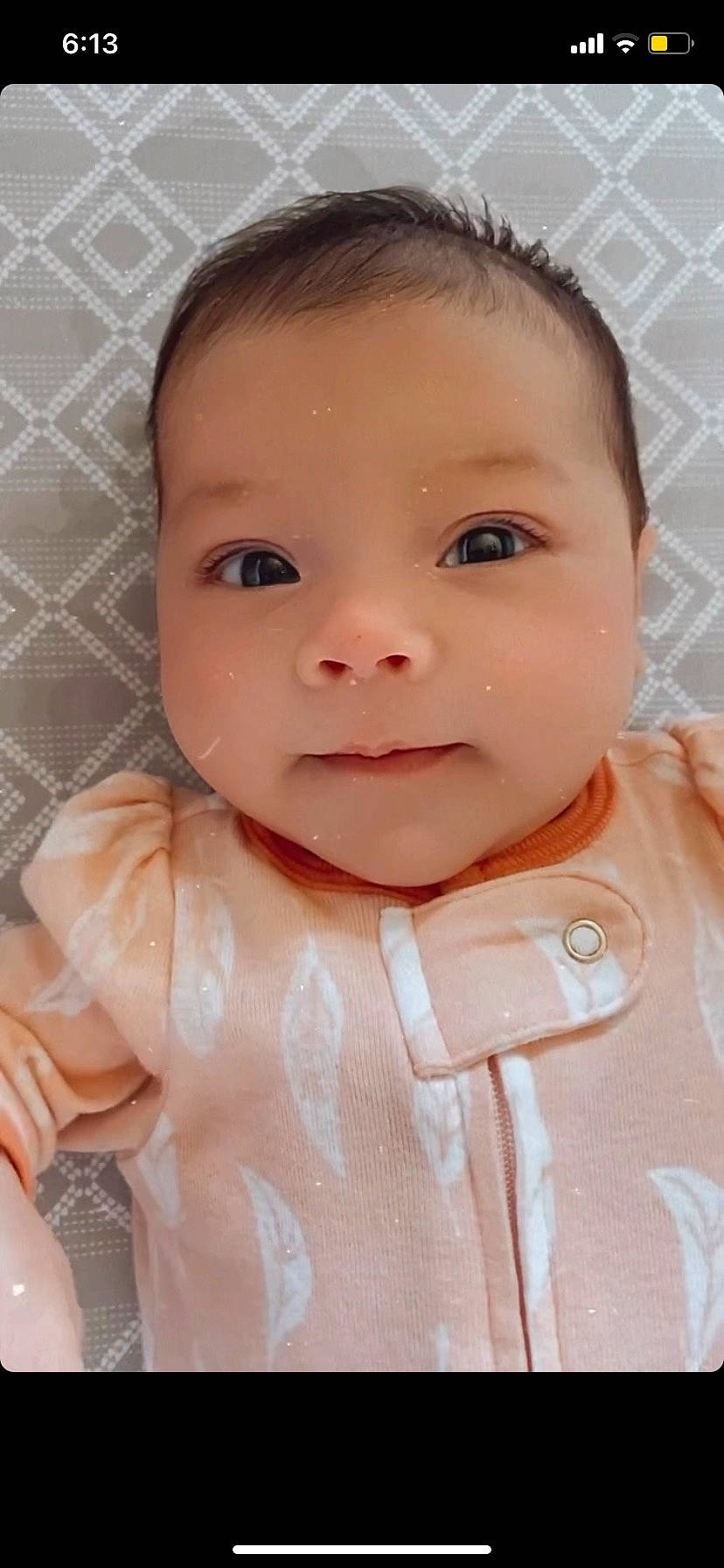 Hazel joined the competition — help win amazing prizes! baby, baby_toddler_clothing, cheek, chest, child, chin, collar, eyebrow, eyelash, iris, linens, lip, neck, no_expression, nose, pattern, peach, person, skin, sleeve