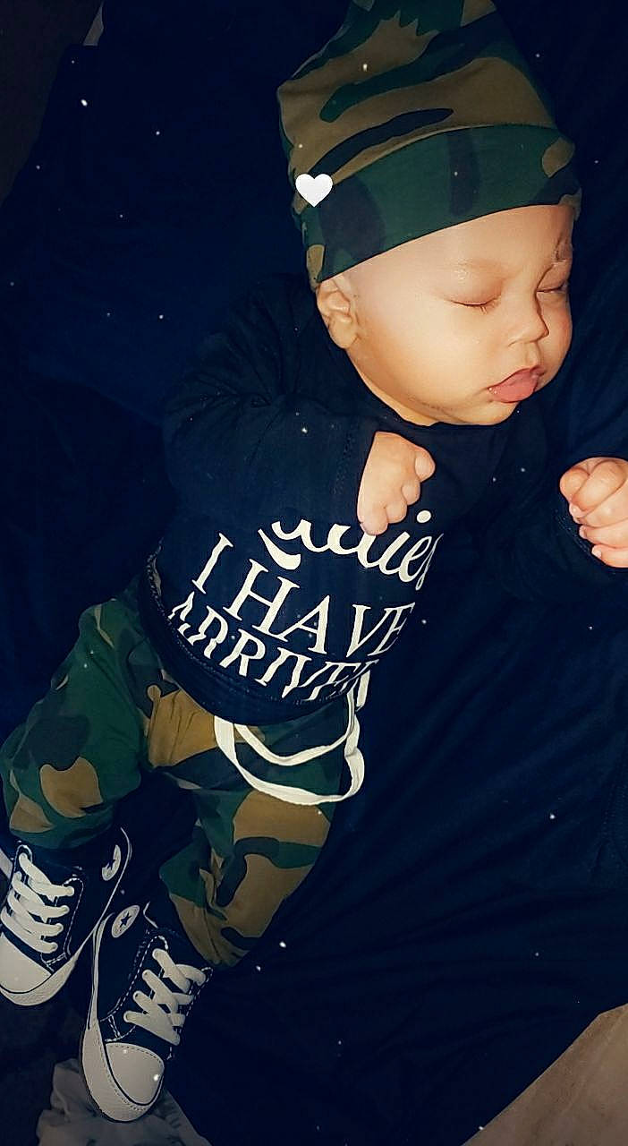 Avion joined the competition — help win amazing prizes! baby, baby_toddler_clothing, bonnet, camouflage, cap, cool, costume_accessory, headwear, military_camouflage, person, sleeve, toddler