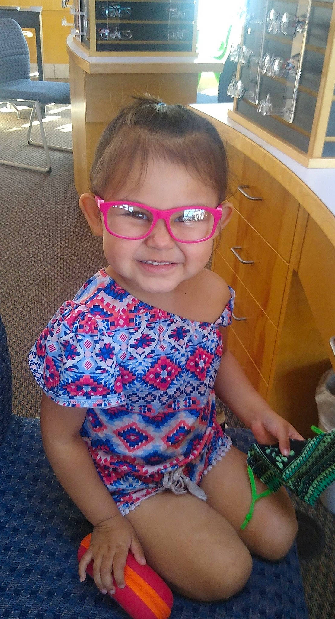 Jhenè joined the competition — help win amazing prizes! baby_toddler_clothing, chair, eyewear, fun, glasses, hair, happy, head, iris, joy, knee, lap, leg, person, picture_frame, purple, skin, sleeve, smile, thigh