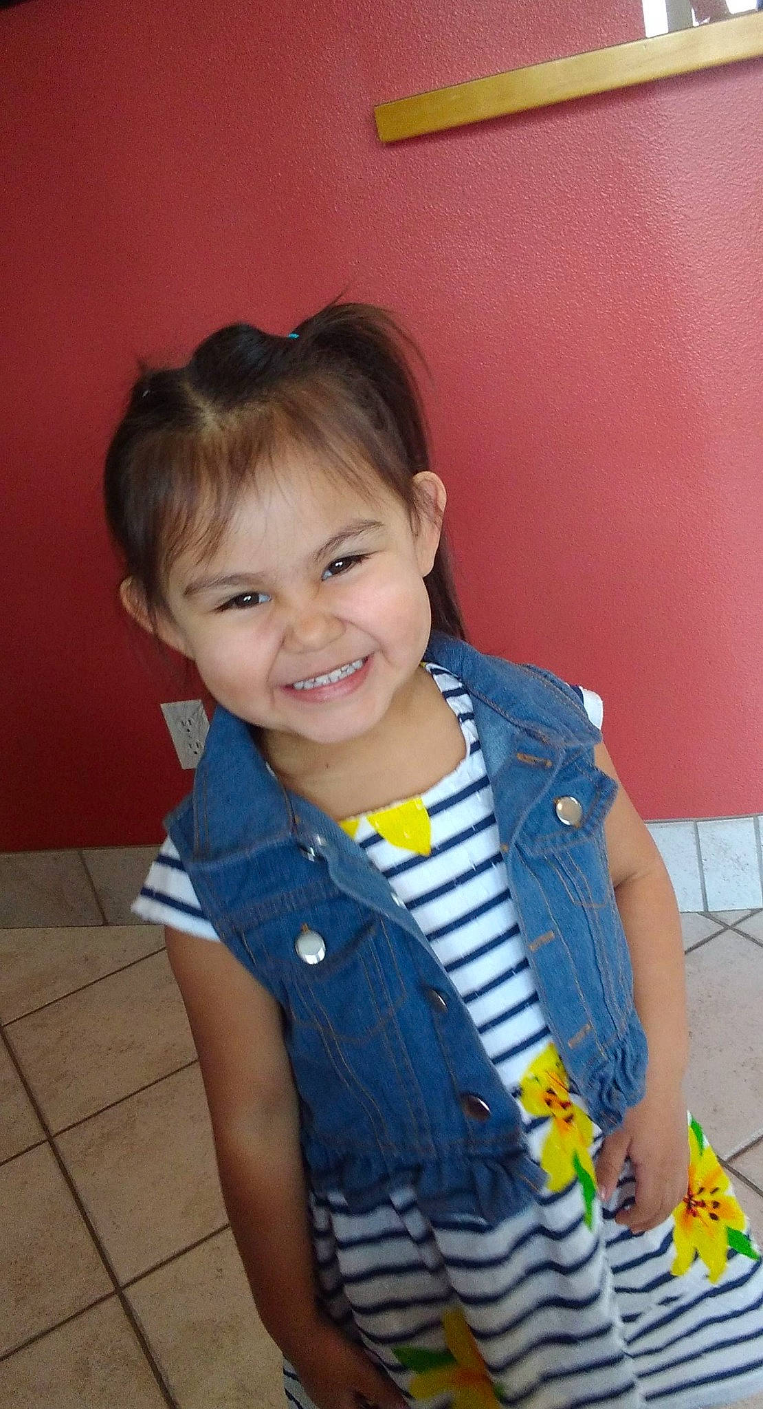 Jhenè is registered to the contest to win money with this photo: baby_toddler_clothing, bangs, blond, cheek, child, electric_blue, eyelash, face, fashion_design, fun, hair, happy, joy, pattern, person, shoulder, sitting, skin, sleeve, smile