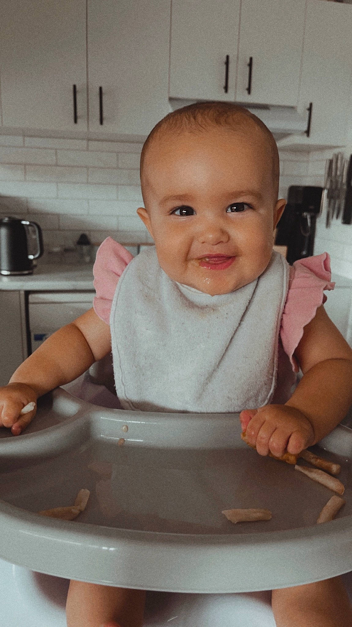 Haizel joined the competition — help win amazing prizes! baby, baby_toddler_clothing, cheek, child, chin, countertop, eye, eyebrow, fun, happy, home_appliance, joy, kitchen_appliance, kitchen_sink, mouth, person, sitting, skin, sleeve, smile
