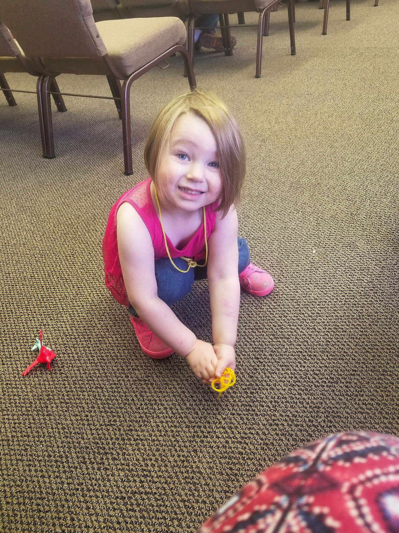 Lyriq is registered to the contest to win money with this photo: arm, child, day, floor, flooring, fun, girl, joy, leg, leisure, person, pink, play, recreation, sitting, skin, smile, snapshot, summer, toddler