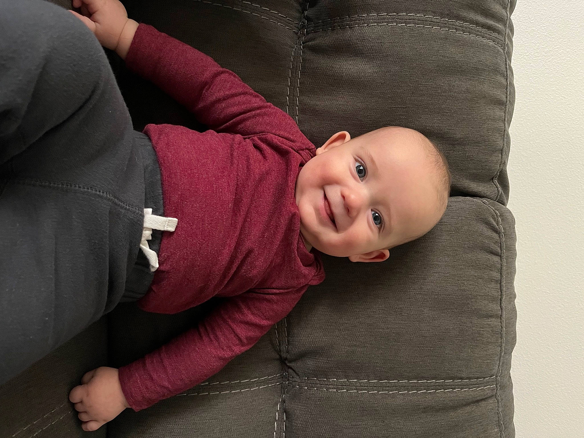 Kody joined the competition — help win amazing prizes! baby, baby_toddler_clothing, cheek, child, comfort, elbow, flash_photography, gesture, grey, happy, joy, lip, neck, outerwear, person, sitting, skin, sleeve, smile, standing