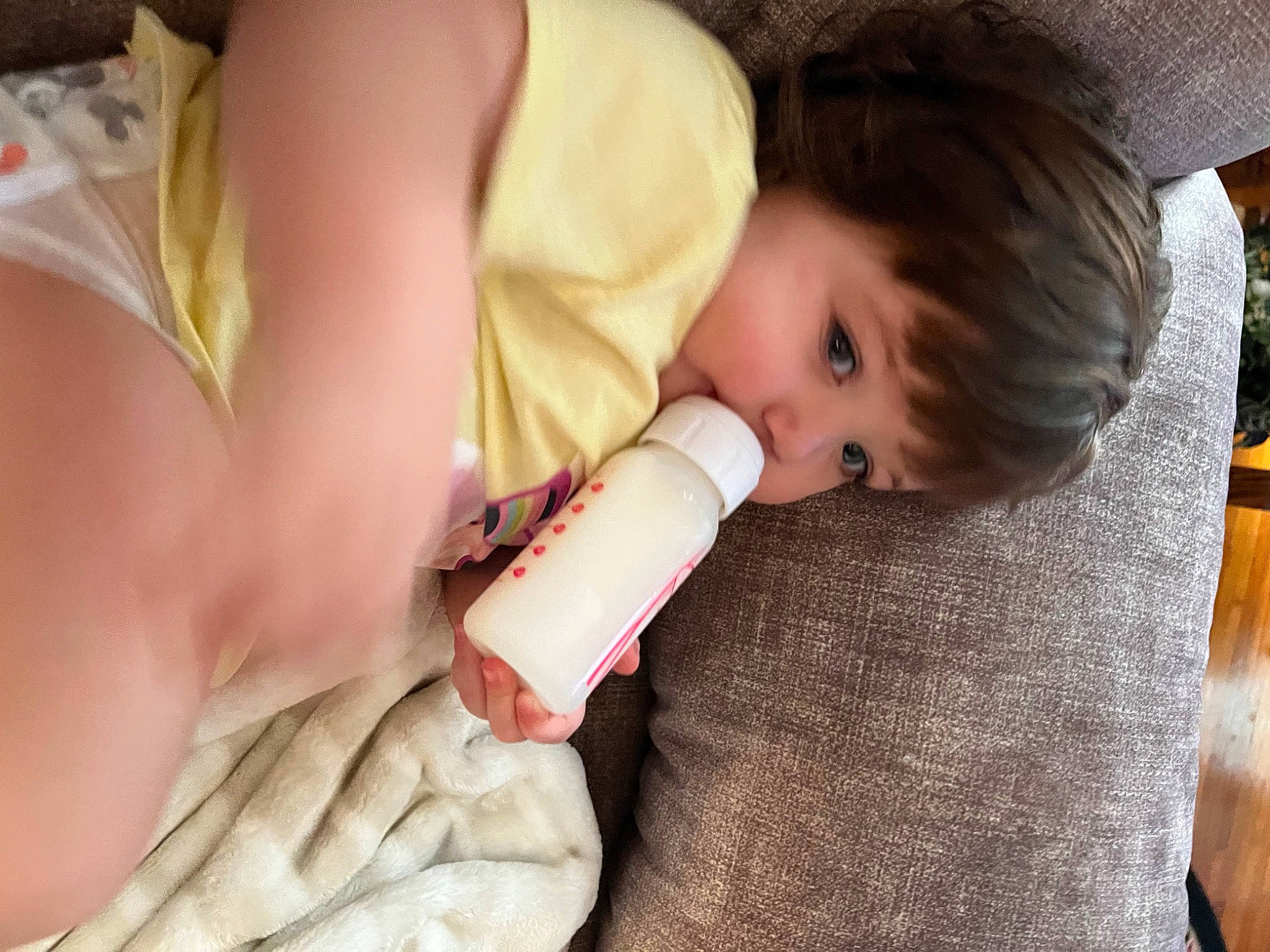 Adalynn is registered to the contest to win money with this photo: baby, cheek, child, comfort, dress, event, finger, fun, gesture, hand, happy, human_leg, nail, nose, person, skin, thumb, toddler, tree, wood