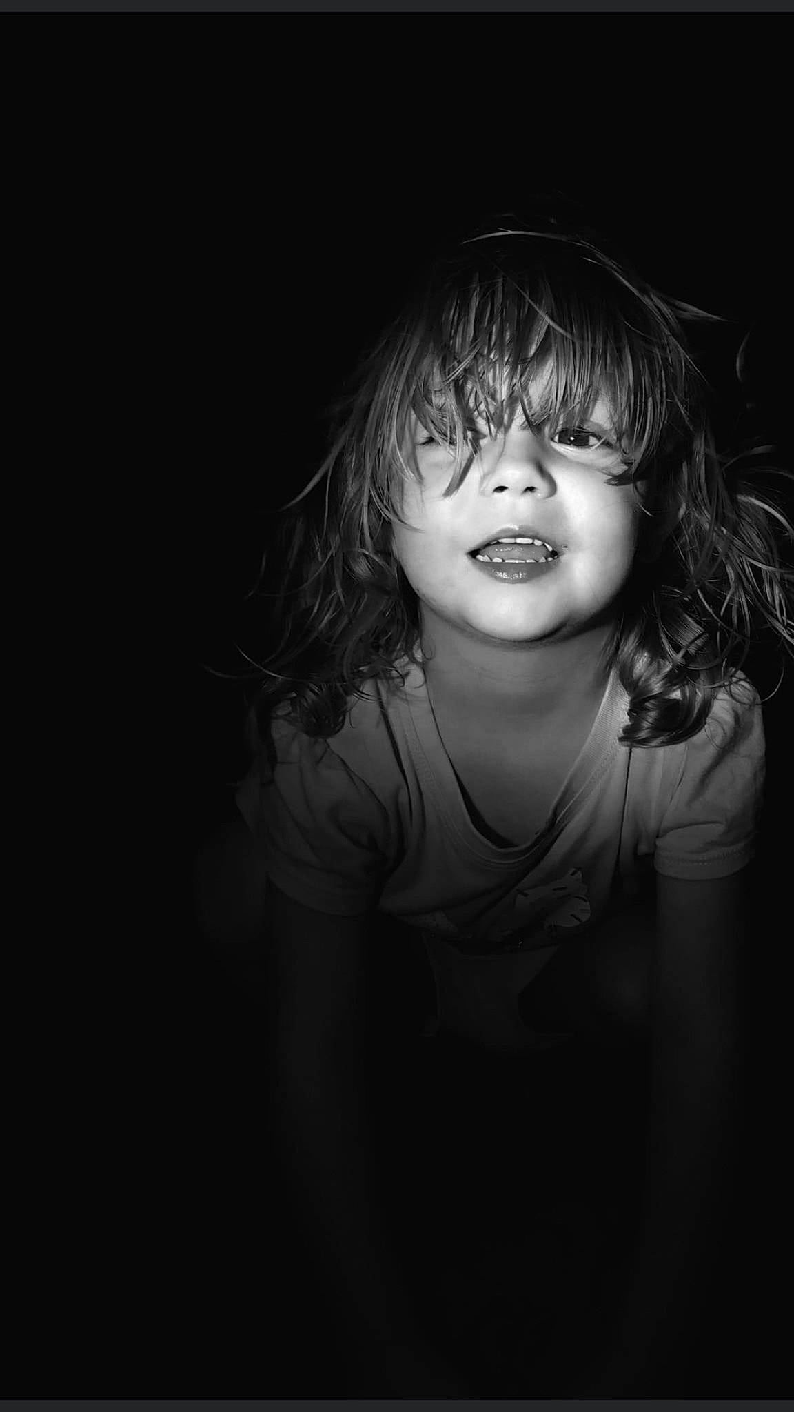 Lilly-anne joined the competition — help win amazing prizes! bangs, black_and_white, black_hair, child, darkness, elbow, eyelash, flash_photography, fun, gesture, grass, hair, happy, layered_hair, monochrome, monochrome_photography, person, portrait_photography, smile, t_shirt