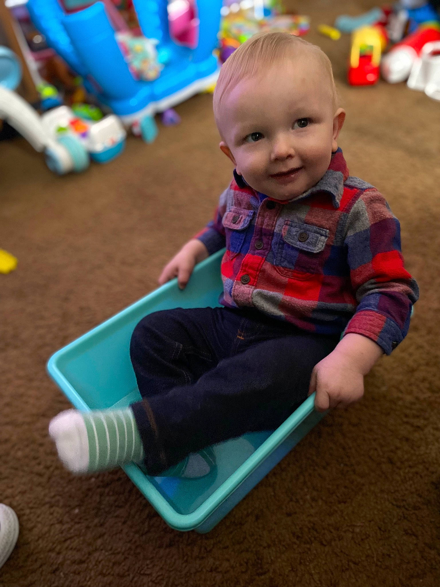 Grayson joined the competition — help win amazing prizes! baby, baby_playing_with_toys, baby_toddler_clothing, child, city, fun, grass, happy, joy, leisure, outdoor_play_equipment, person, photograph, play, playground, recreation, sitting, smile, standing, t_shirt