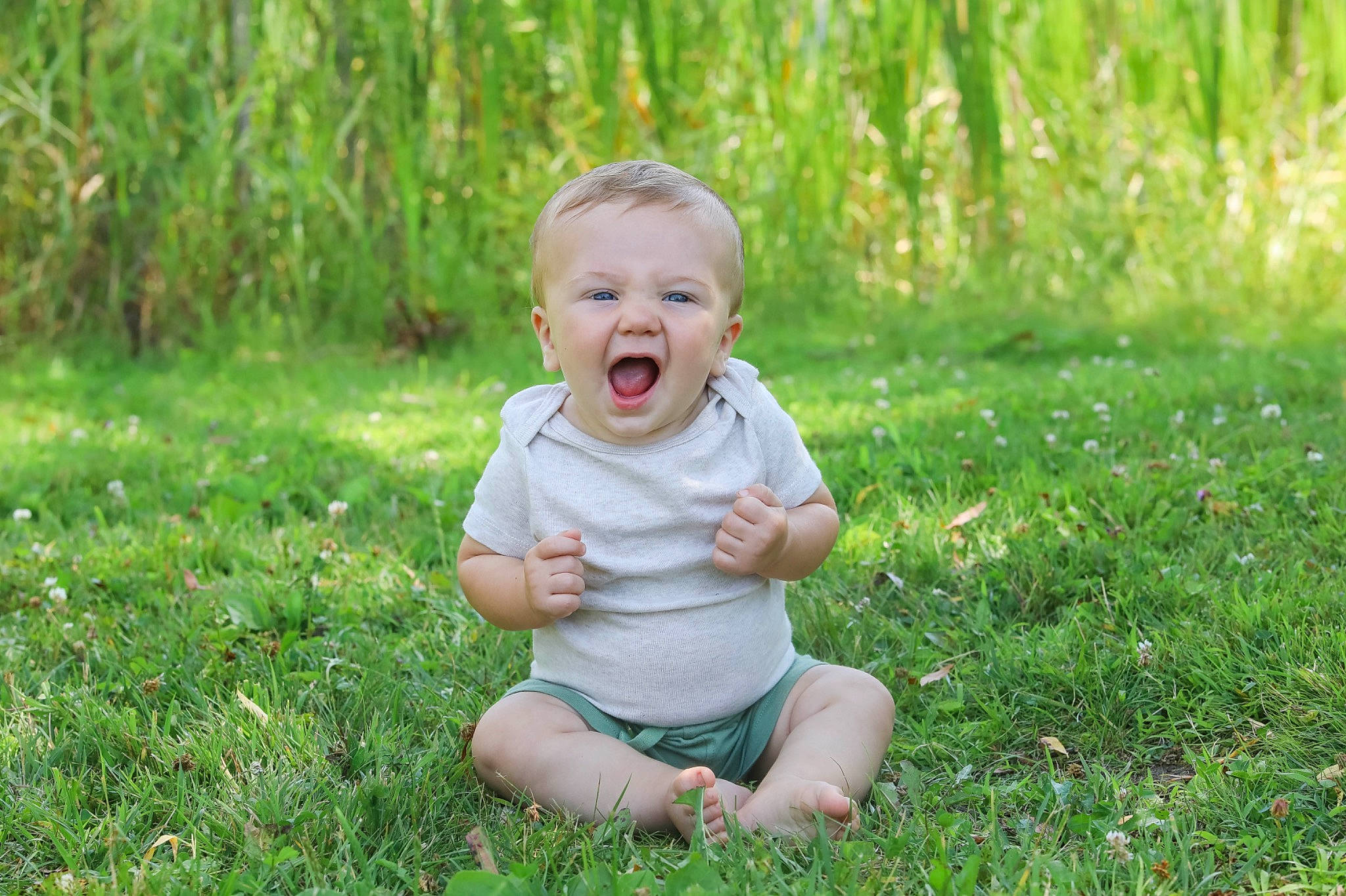 Liam joined the competition — help win amazing prizes! baby, baby_toddler_clothing, child, eye, fun, garden, grass, grass_family, grassland, groundcover, happy, lawn, leisure, meadow, people_in_nature, person, plant, prairie, sitting, smile