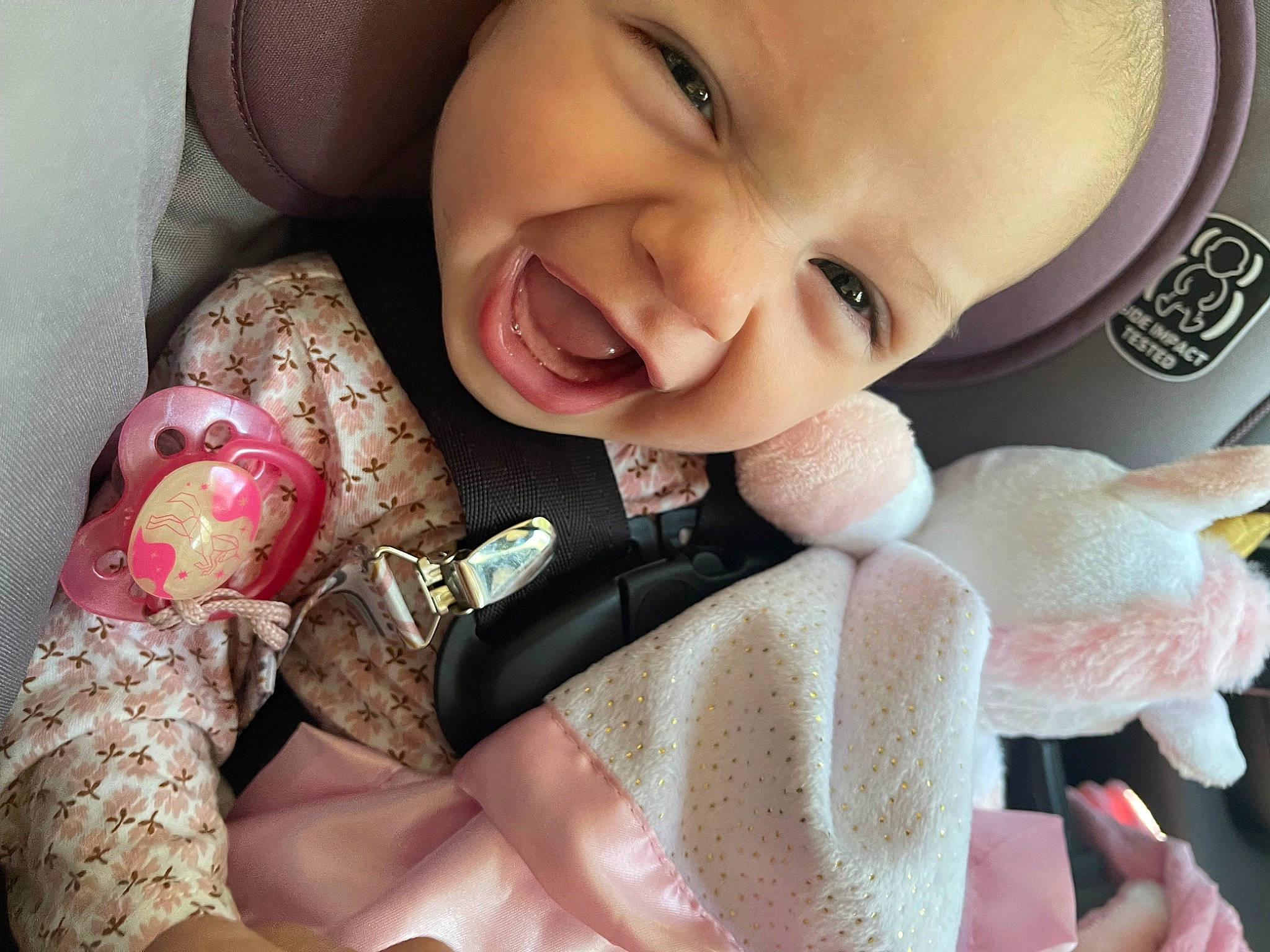 Bailiee joined the competition — help win amazing prizes! baby, baby_toddler_clothing, cheek, comfort, finger, gesture, happy, mammal, mouth, nail, nose, organ, person, pink, product, skin, smile, textile, thumb, toddler