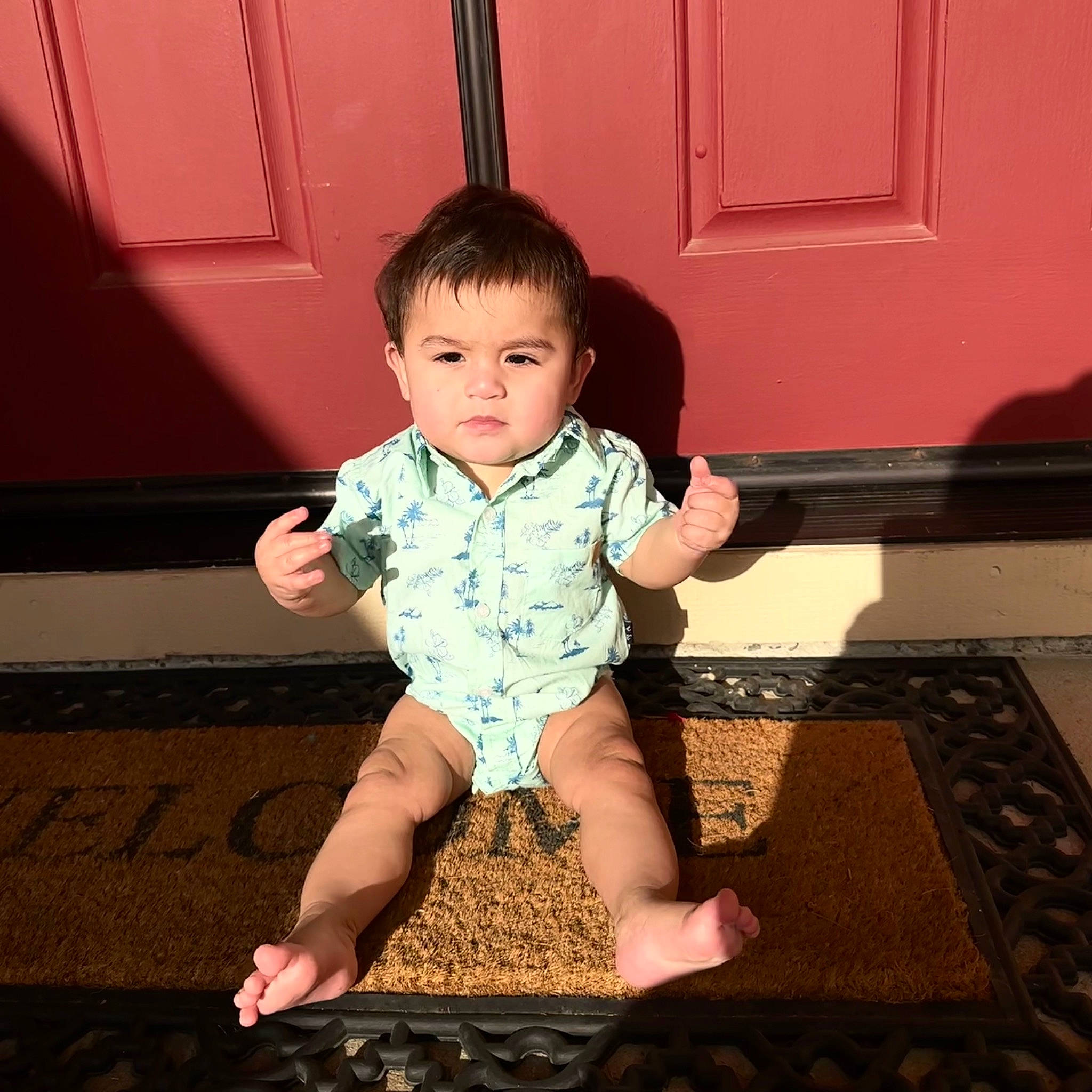 Emilio joined the competition — help win amazing prizes! baby, baby_toddler_clothing, beauty, cheek, child, dress, finger, flash_photography, floor, flooring, fun, happy, human_body, leg, person, skin, sleeve, standing, t_shirt, toddler