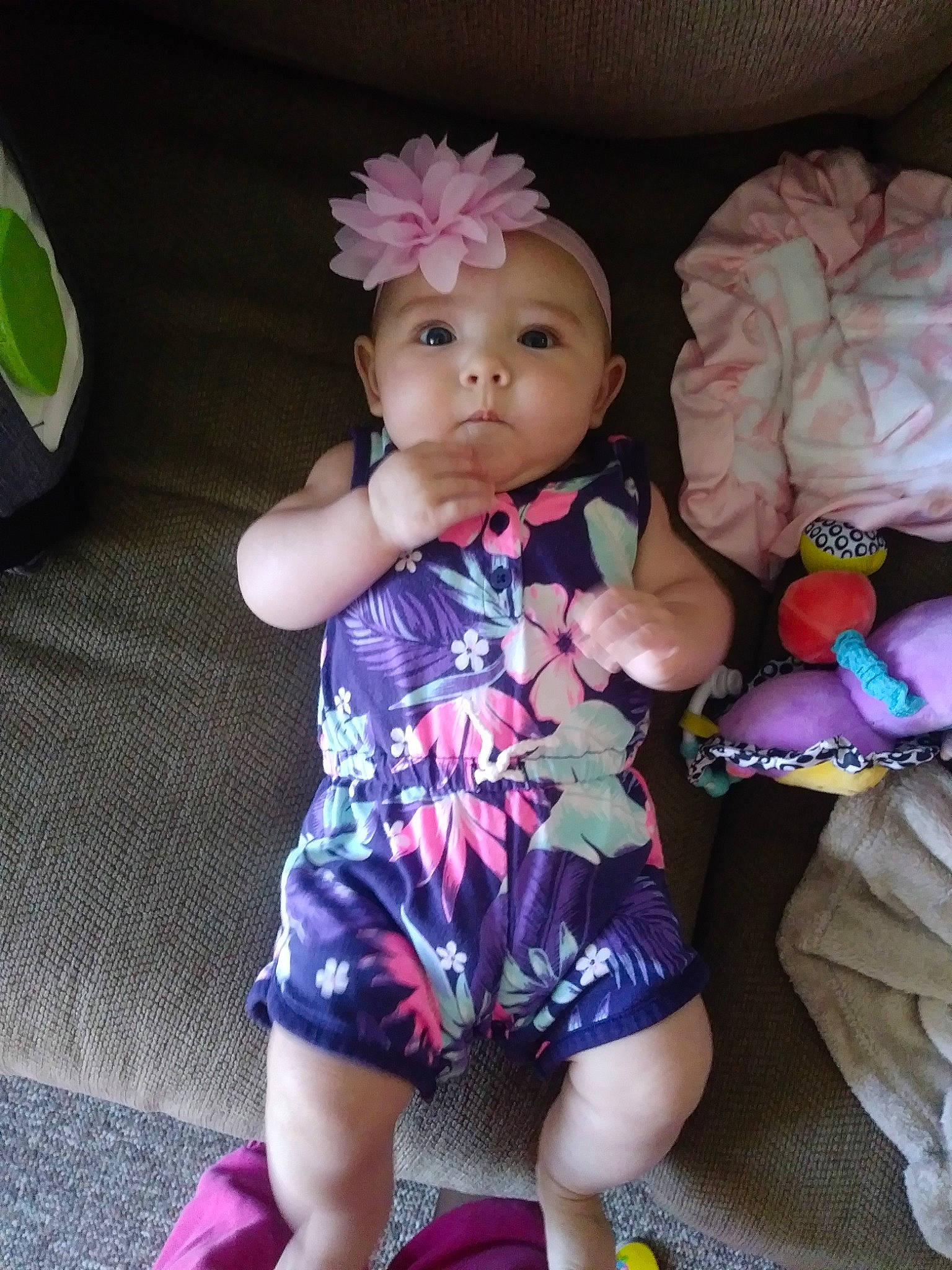 Tessa joined the competition — help win amazing prizes! baby, baby_products, baby_toddler_clothing, cheek, child, diaper, fun, head, leg, person, pink, plant, play, product, purple, skin, smile, toddler