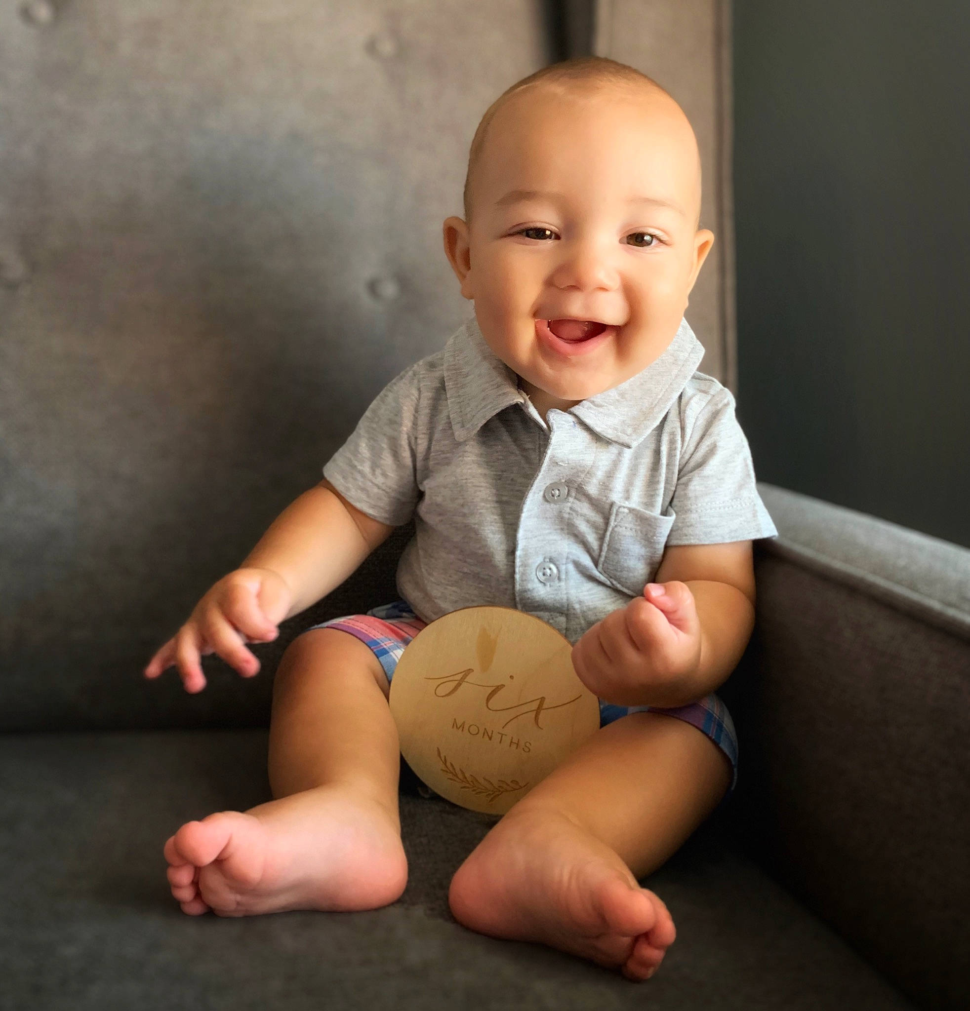 Hudson joined the competition — help win amazing prizes! arm, baby, baby_toddler_clothing, ball, barefoot, cheek, child, finger, hand, head, joy, knee, leg, person, photography, sitting, skin, toddler