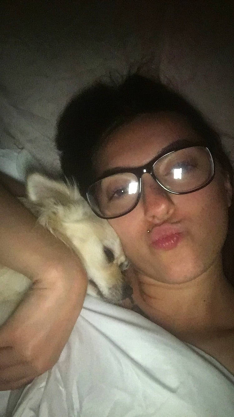 Nesco a rejoint le concours — aidez-le/la à gagner de superbes lots ! black_hair, carnivoran, cheek, dog, dog_breed, dog_breed_group, dog_like_mammal, ear, eyewear, girl, glasses, headwear, human_hair_color, lip, mouth, neck, nose, person, selfie, skin