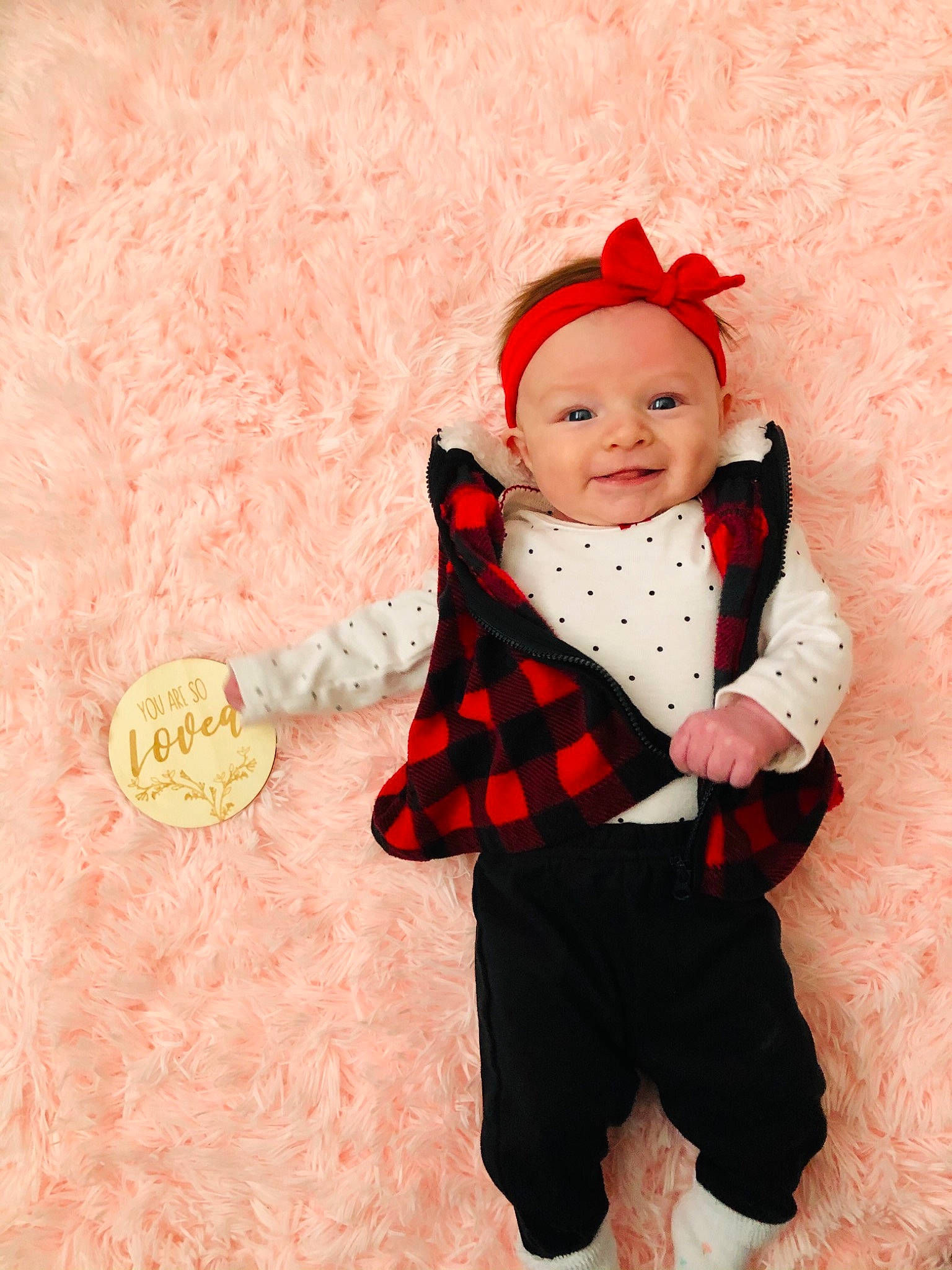 Vivienne joined the competition — help win amazing prizes! baby, baby_products, baby_toddler_clothing, bonnet, cheek, child, child_model, costume, costume_accessory, costume_hat, fictional_character, headwear, human_body, joy, lip, peach, person, photo_shoot, pink, red